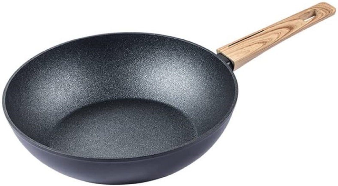 Schäfer Elektronik Wok Profi Wok Ø 28cm Gastronomie Antihaftbeschichtung Wokpfanne Holz