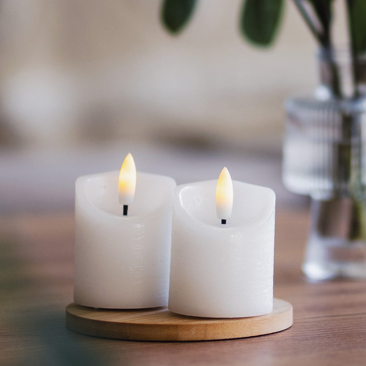 MARELIDA LED-Kerze LED Mini Kerzen Echtwachs flackernd mit Batterien 5x7,5cm Timer 2St. (2-tlg)