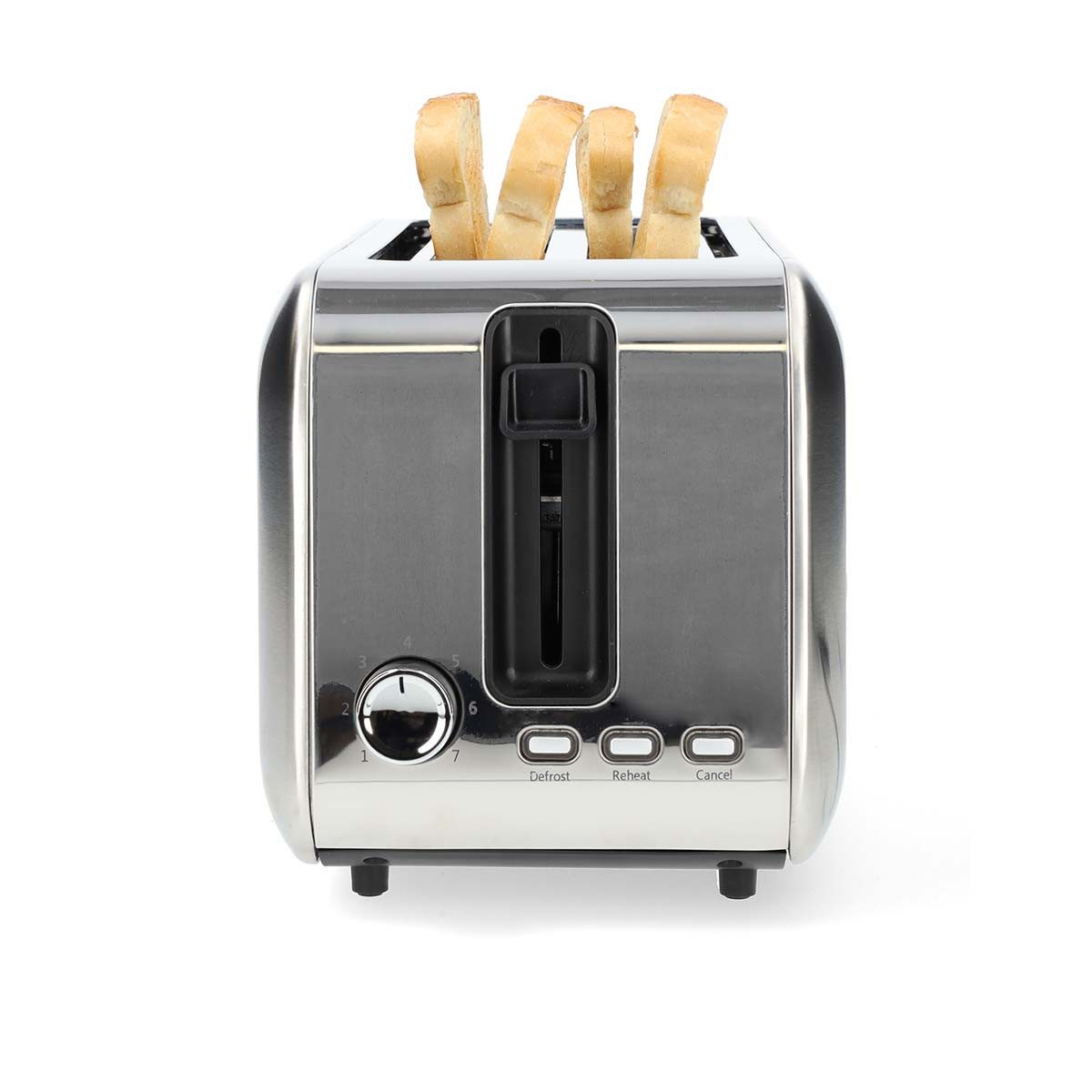Nedis Toaster KABT400AL, freistehend, für Beton, Fliesen, Mauerwerk, Mörtel, Putz, 1450 W, Lange Schlitze, Bräunungsstufen, Auftaufunktion für Frühstück zuhause