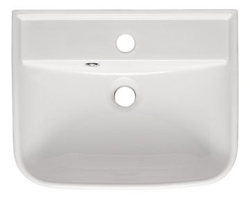 aquaSu Waschbecken Sion (Hänge-Waschtisch, 1-St), 46 cm, Handwaschbecken, Weiß, Überlauf, Hahnloch mittig, 562201