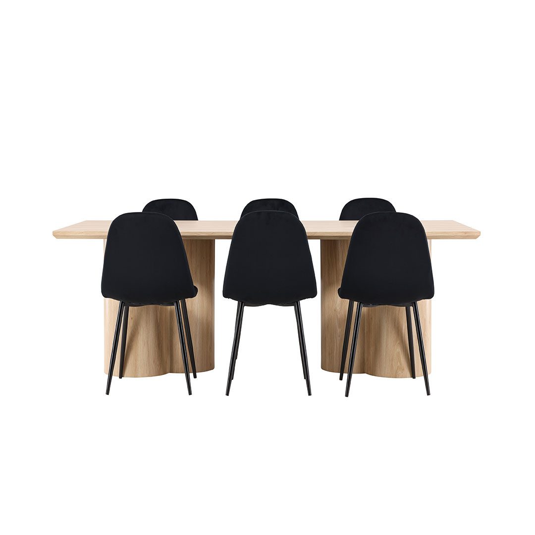 ebuy24 Essgruppe Olivia Essgruppe Tisch 100x210cm und 6 Velours Stü