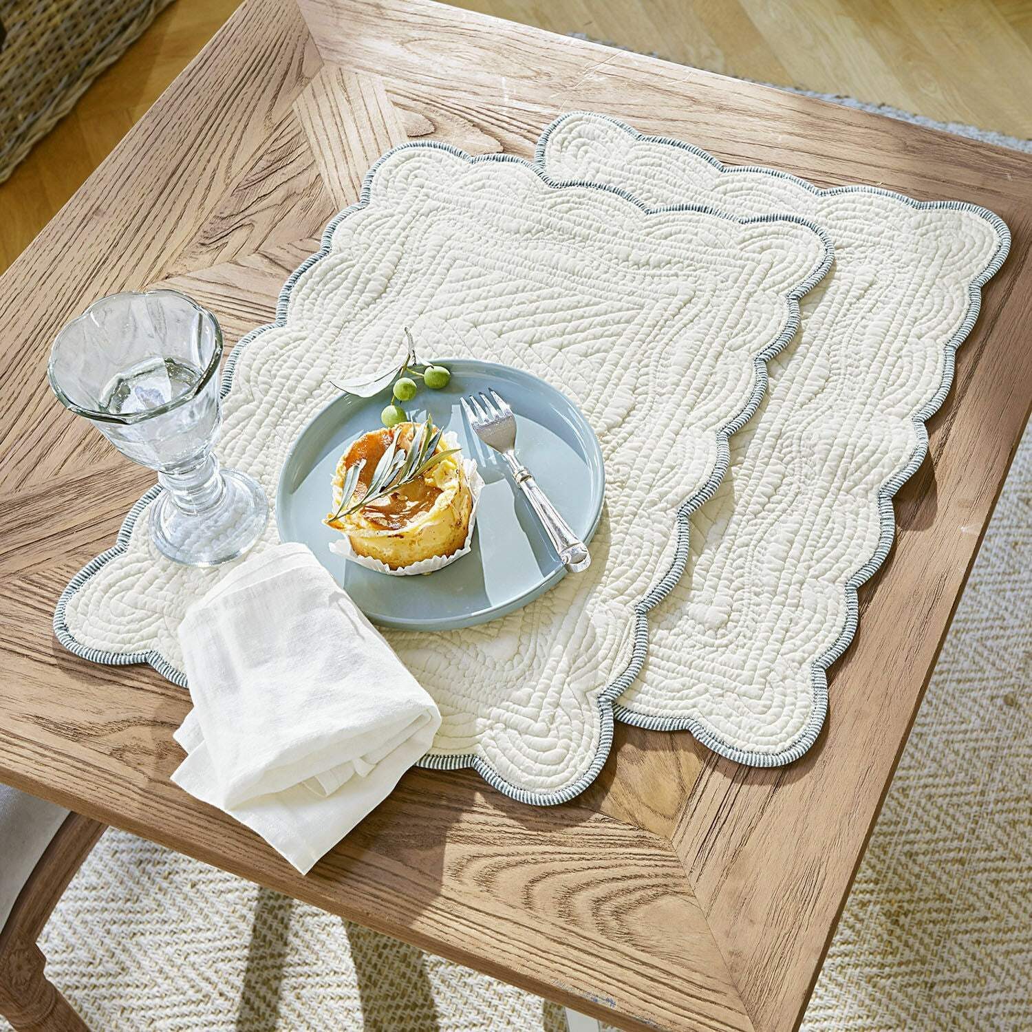 Mirabeau Tischläufer Platzset 2er Set Fontienne weiß/blau – Bild 3 von 5