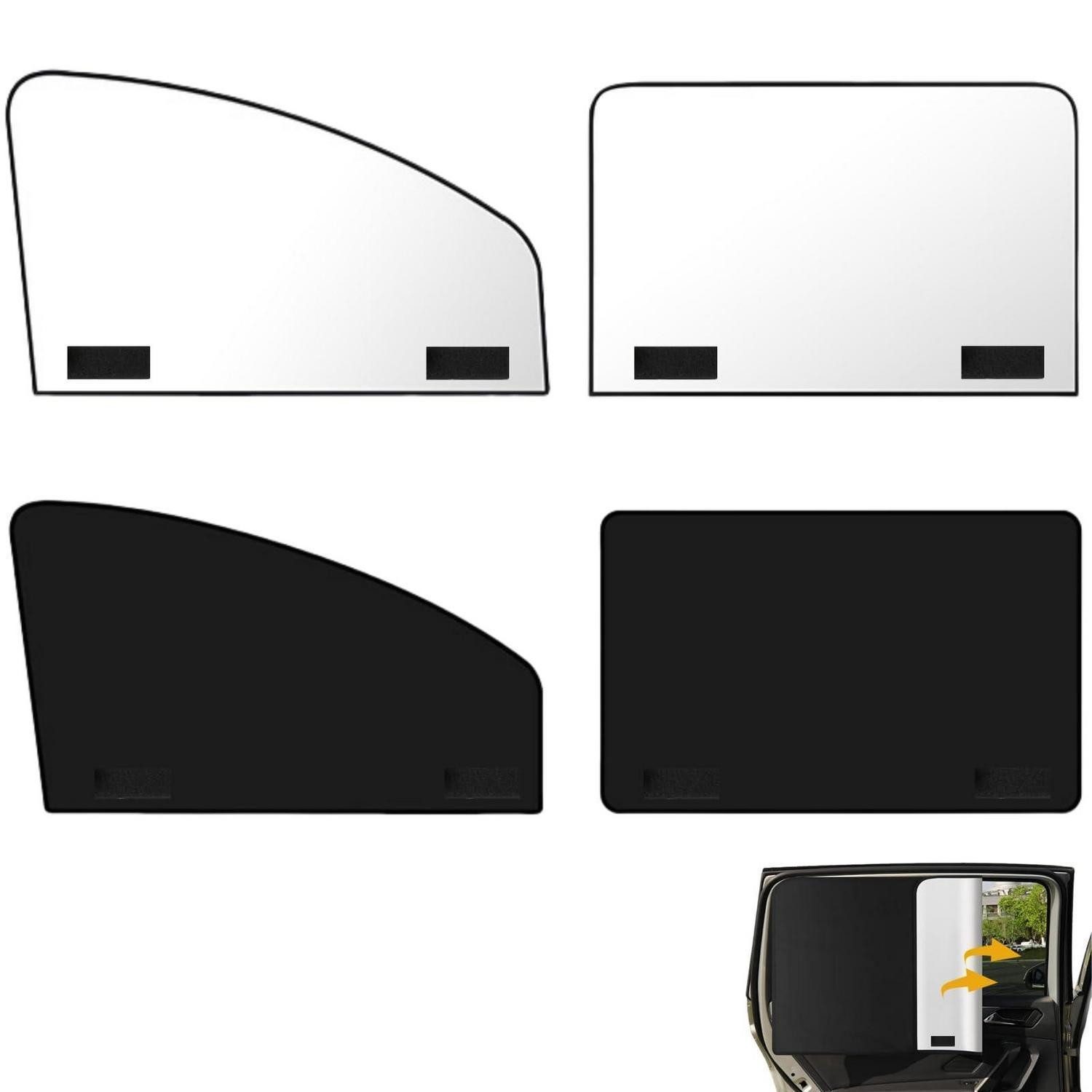 LuxusKollektion Autosonnenschutz Sonnenschutz Auto 4er Magnetisch UV Schutz Reflektierend Schwarz