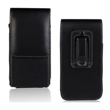 K-S-Trade Handyhülle für Sony Xperia 1 III, Leder Gürteltasche + Kopfhörer Seitentasche Belt pouch Holster