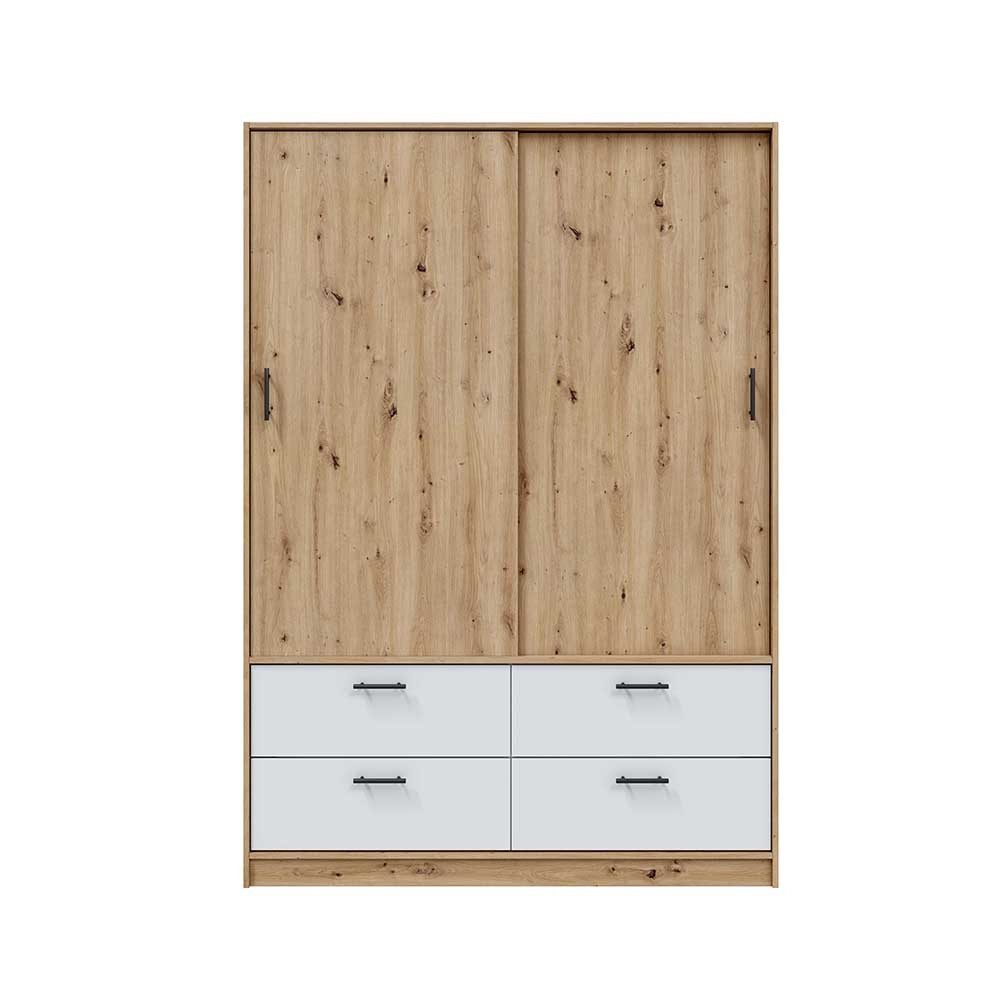freiraum Schwebetürenschrank ENZO in Nodi Eiche/Artik Weiß - 140x200x60 (BxHxT)