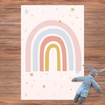 Kinderteppich Vinyl Kinderzimmer Mädchen Jungen Regenbogen, Bilderdepot24, rechteckig - pastell glatt, nass wischbar (Saft, Tierhaare) - Saugroboter & Bodenheizung geeignet