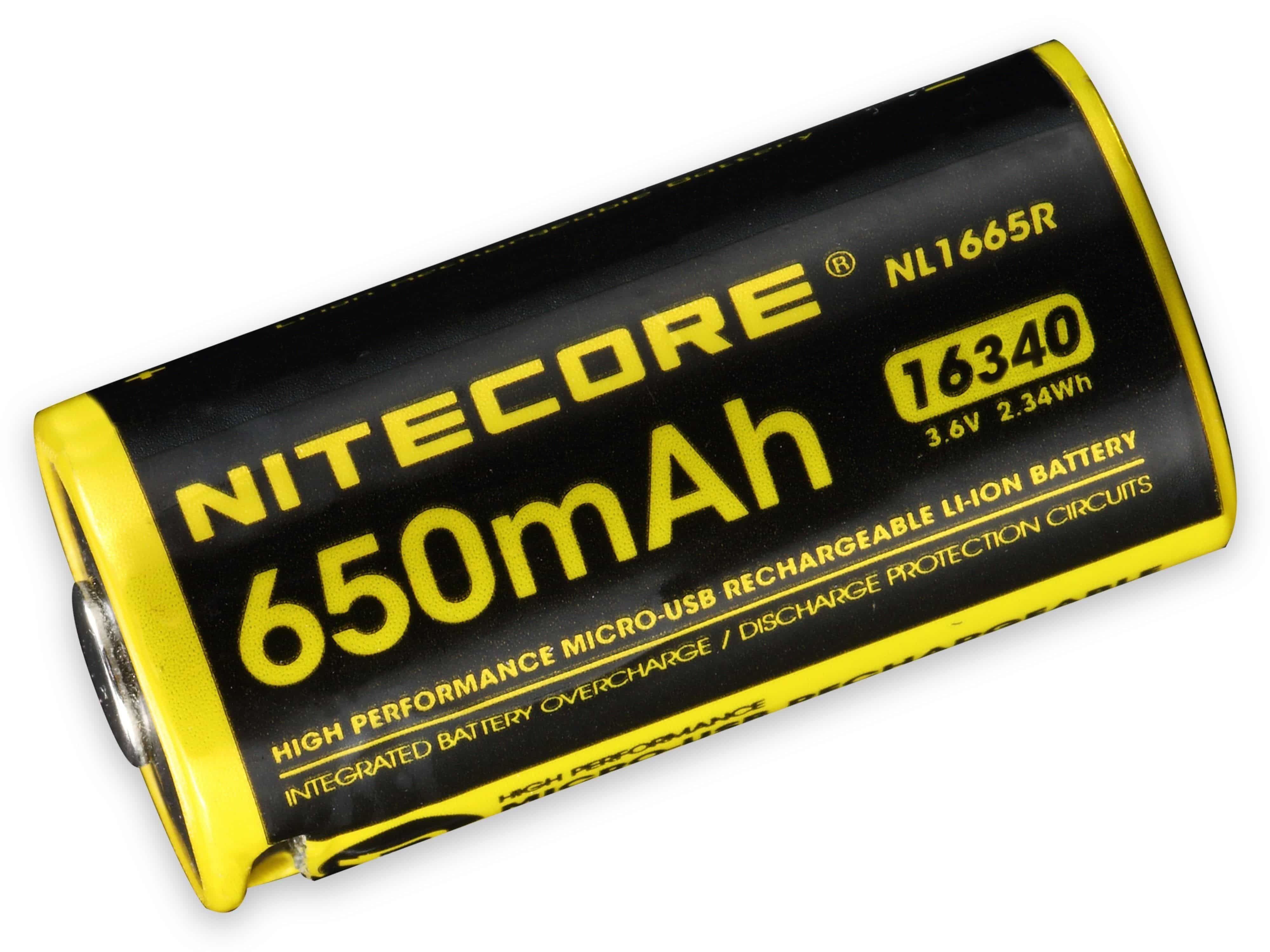 Nitecore NITECORE Li-Ion-Akku Typ 16340R, NL1665R Akku, Schutzschaltung ...