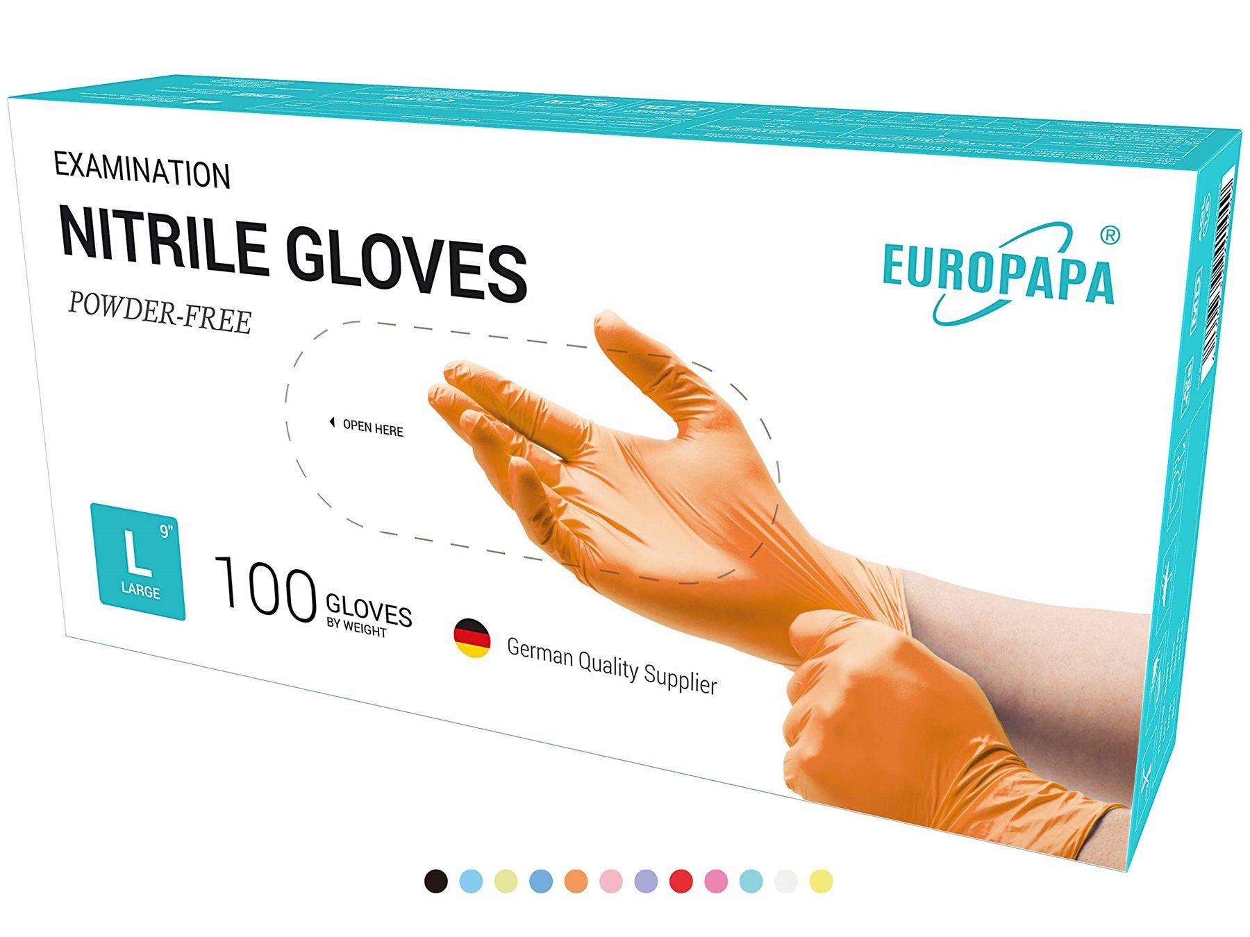 EUROPAPA Nitril-Handschuhe Medical Einmalhandschuhe Untersuchungshandschuhe (200, puderfrei ohne Latex, Gummihandschuhe, EN455 EN374) unsteril latexfrei disposible gloves