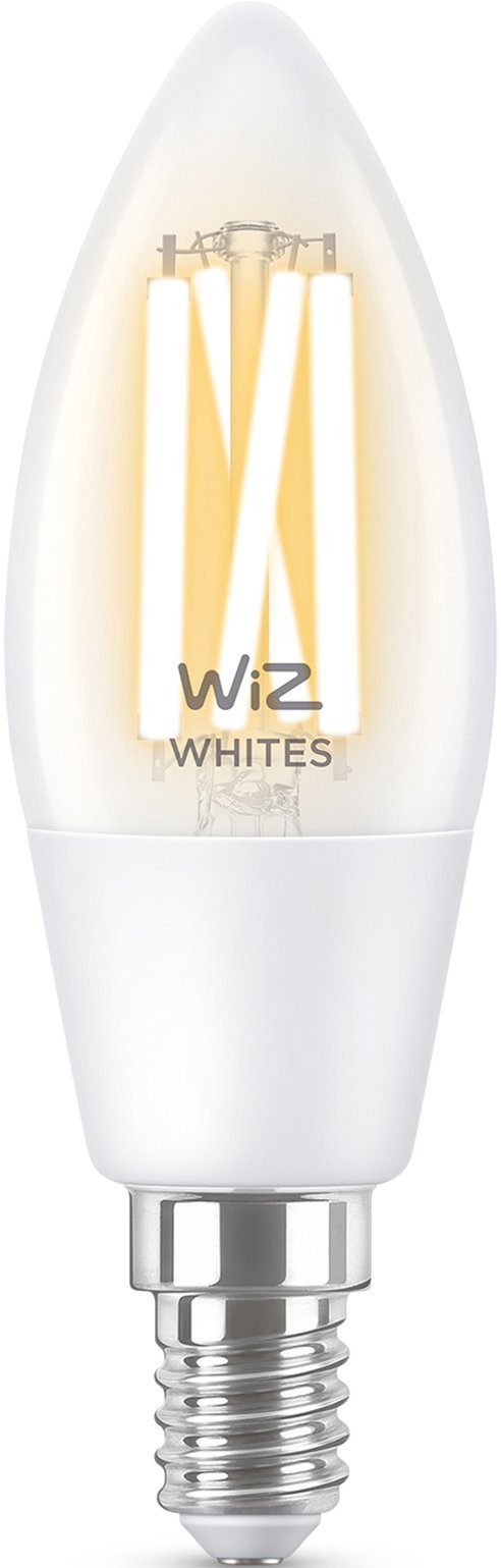 WiZ LED-Filament White Einzelpack, St., klassisches Wiz 40W E14 Vintage-Design E14, LED Lampen Warmweiß, Kerzenform Tunable für Clear Filament Filament 1