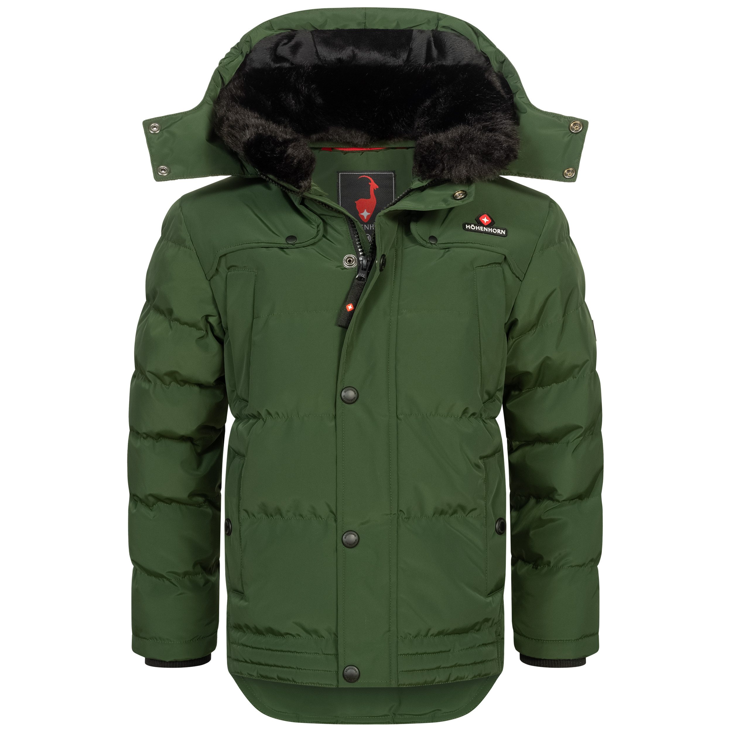Höhenhorn Winterjacke Bergoo Kinder Winter Jacke Jungen Quilted Steppjacke Gefüttert abnehmbarer Kunstfellkragen, weiche Microfleece Innenseite