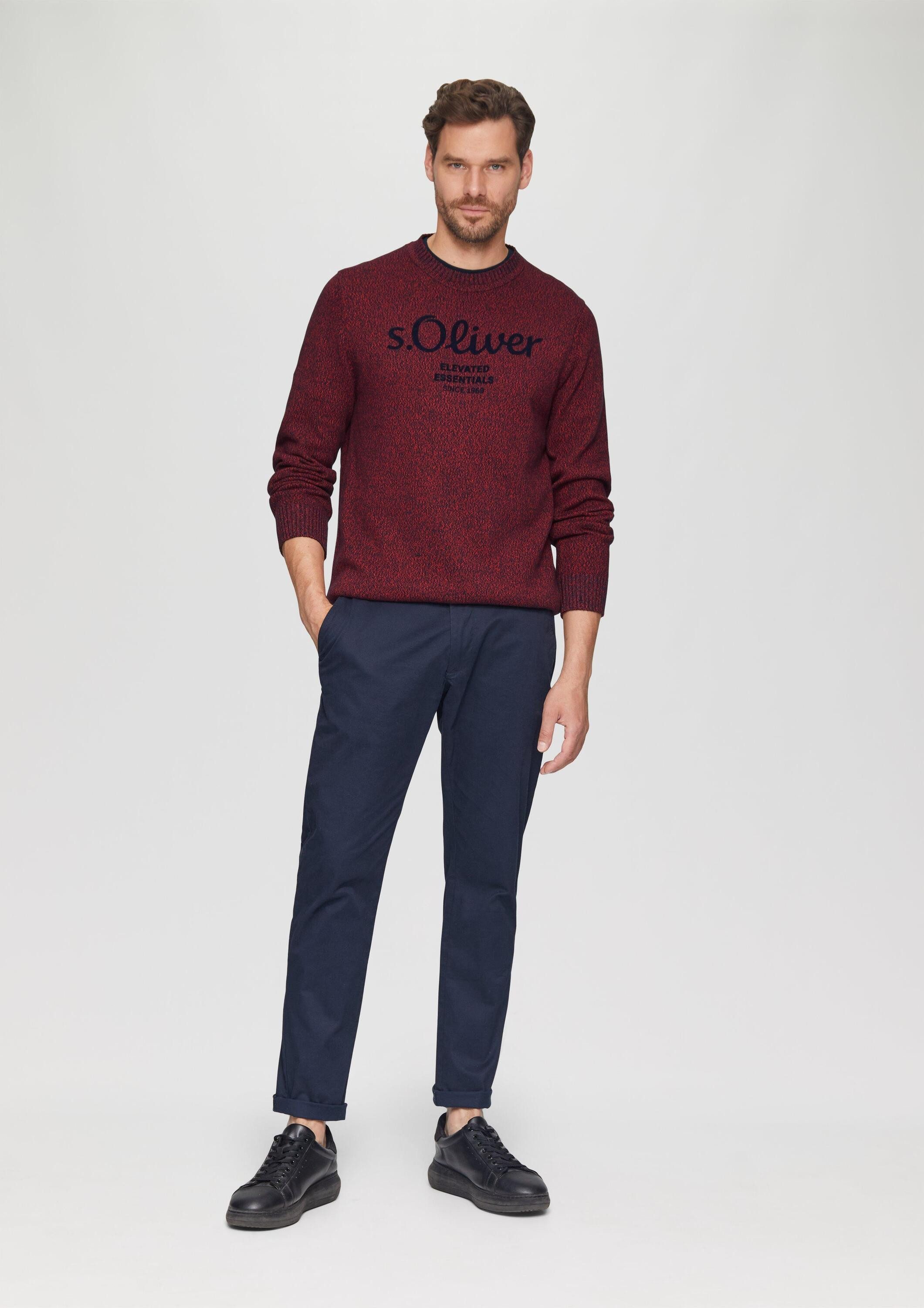 s.Oliver Longpullover Strickpullover Strickpullover mit Logo in Melange-Optik