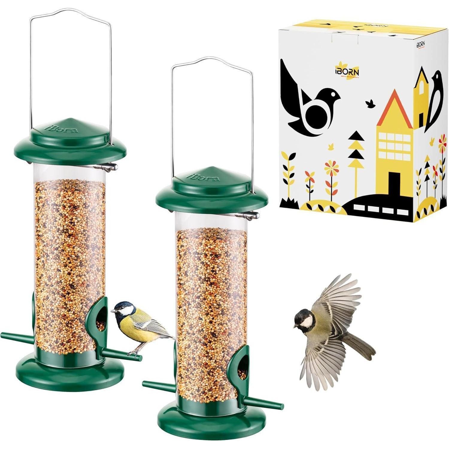 LuxusKollektion Futterhaus Vogelfutterspender Wildvögel Metall 2 Grün 2 Stück Grün