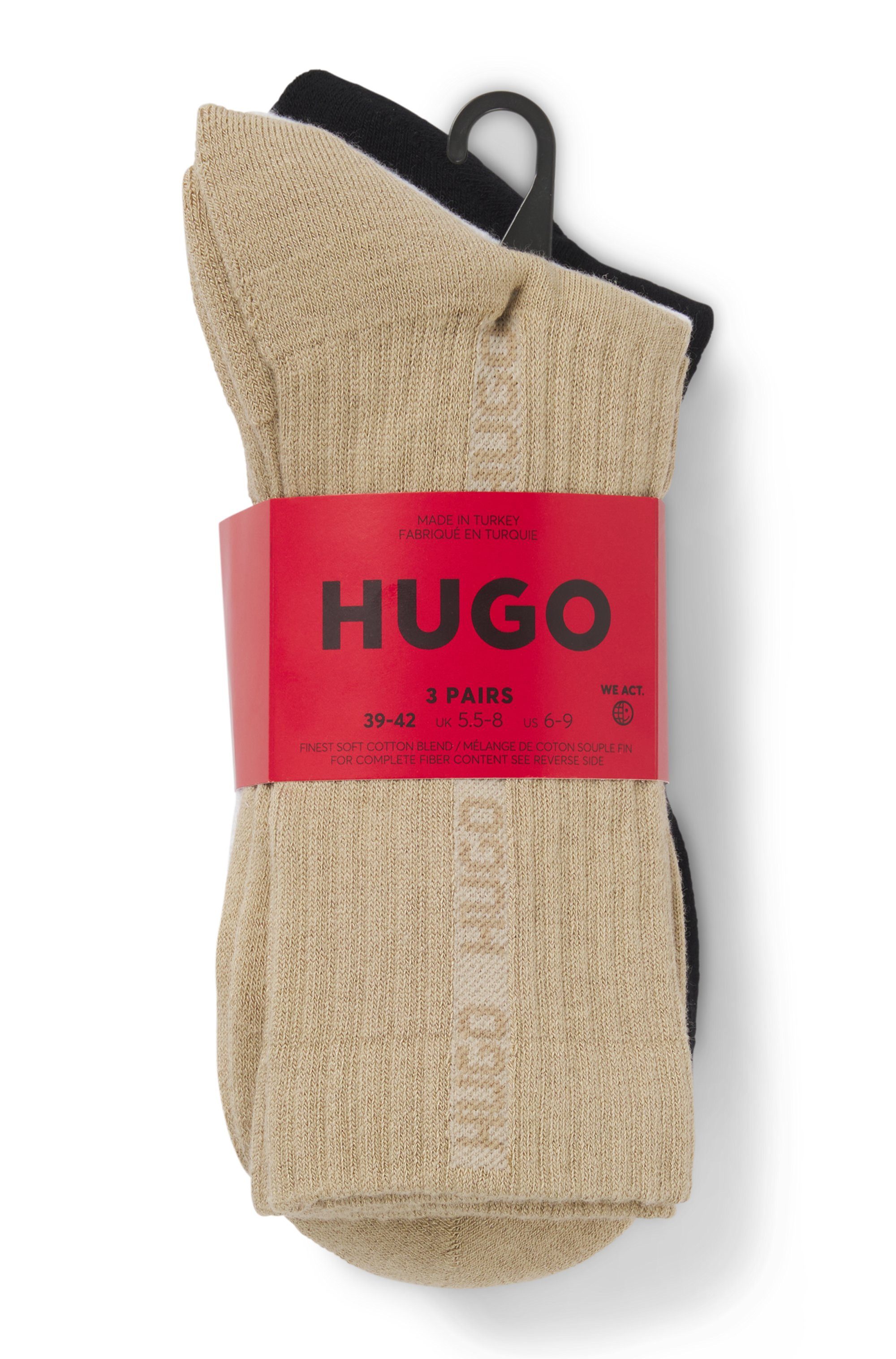 HUGO Basicsocken 3P QS RIB TAPE MD mit Rippdetails günstig online kaufen