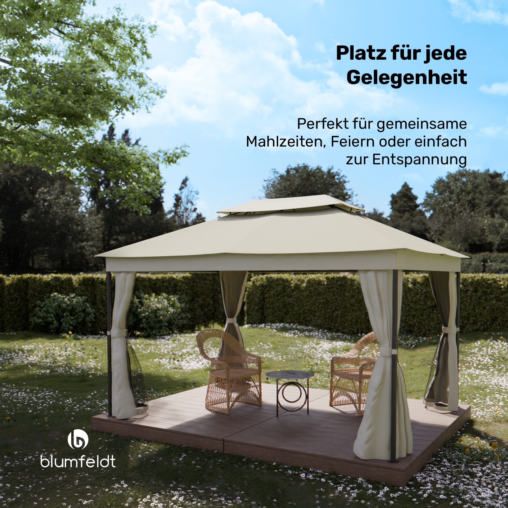 blumfeldt Pavillon Mondo, (Set), Pergola 3x4m pulverbeschichtet wetterfest Garten
