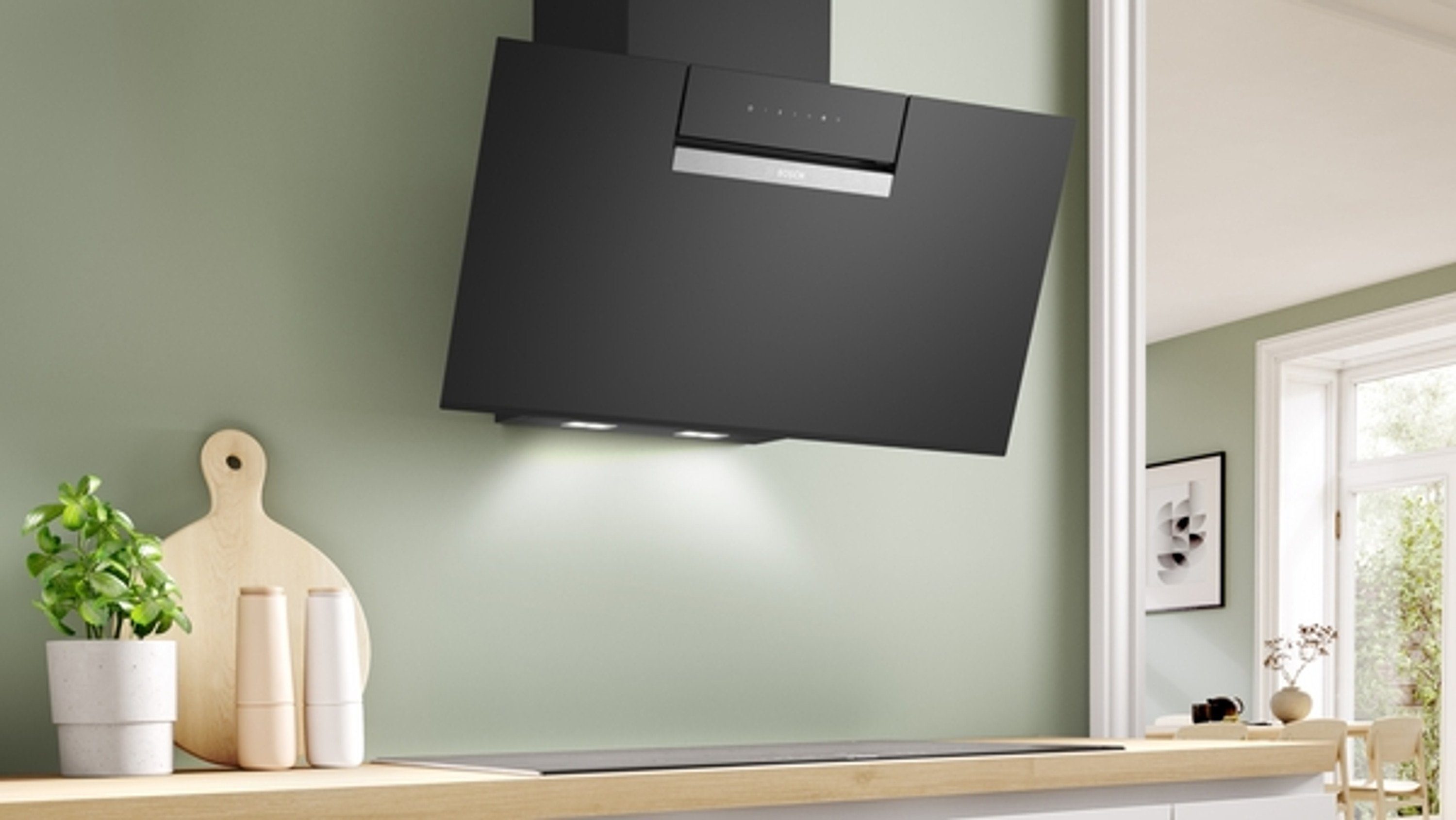 BOSCH Wandhaube DWK87FN60 DWK87FN60, Bosch Serie 4, 80 cm, Schwarz, Einbau
