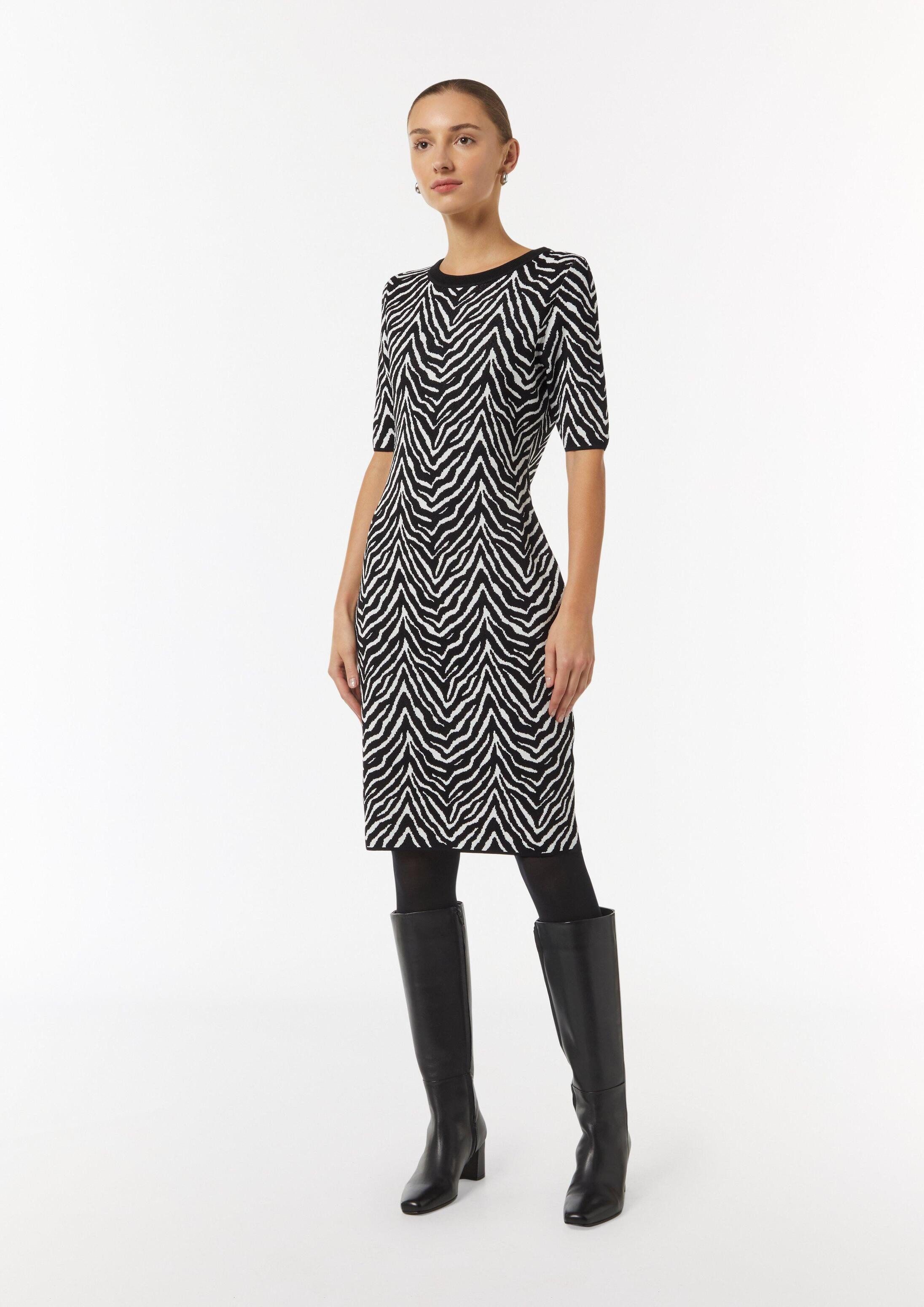 comma Minikleid Kleid Schmales Strickkleid mit Animal-Muster