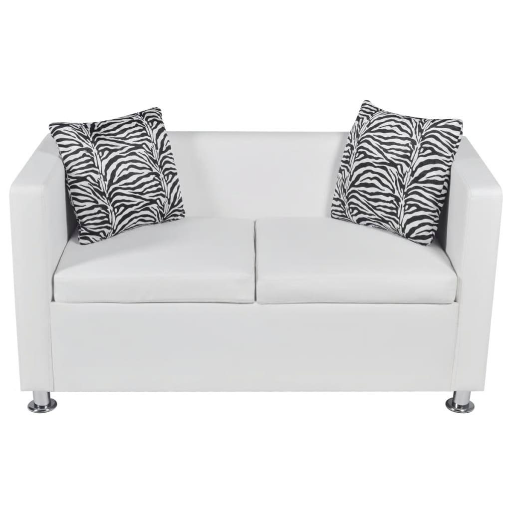 furnicato 2-Sitzer 2-Sitzer-Sofa Kunstleder Weiß