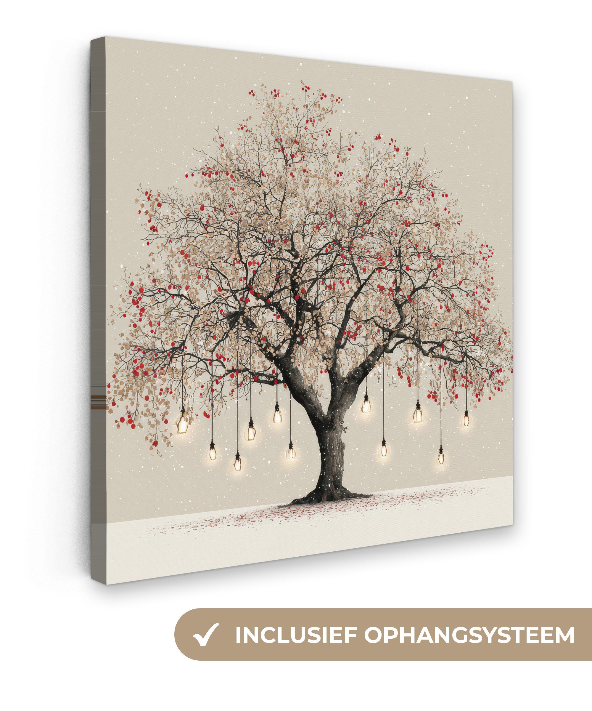 OneMillionCanvasses® Leinwandbild Lichterbaum - Winter - Weihnachten - Mehrfarbig, Fotodruck (1 St), Wandbild, Deko Schlafzimmer Wohnzimmer Flur 20x20 cm