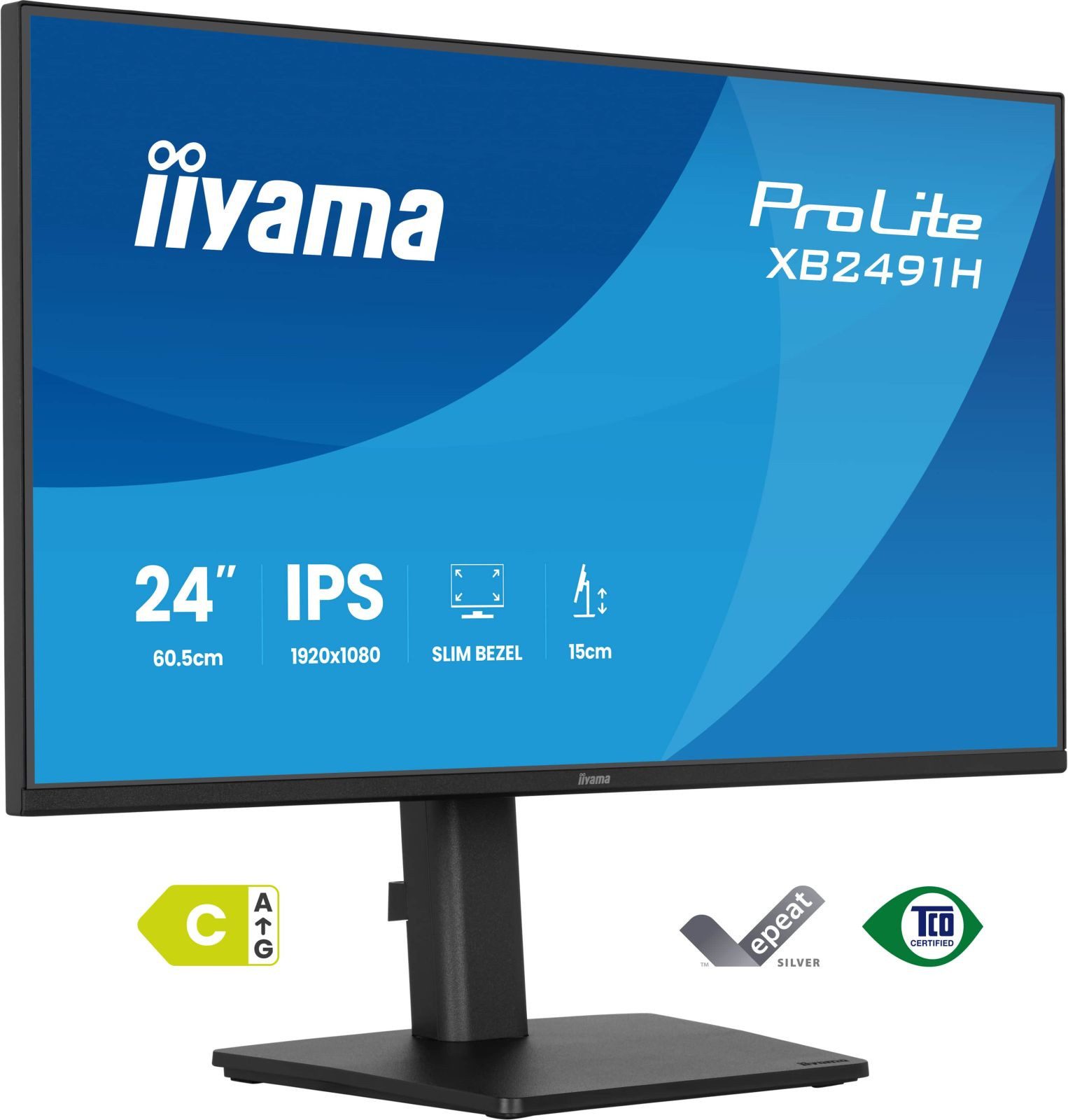 Iiyama 24 XB2491H-B1 HDMI DP TFT-Monitor (1920 x 1080 px, Full HD, 120 Hz, IPS, Adaptive-Sync, HDCP, Pivot, Höhenverstellbar)