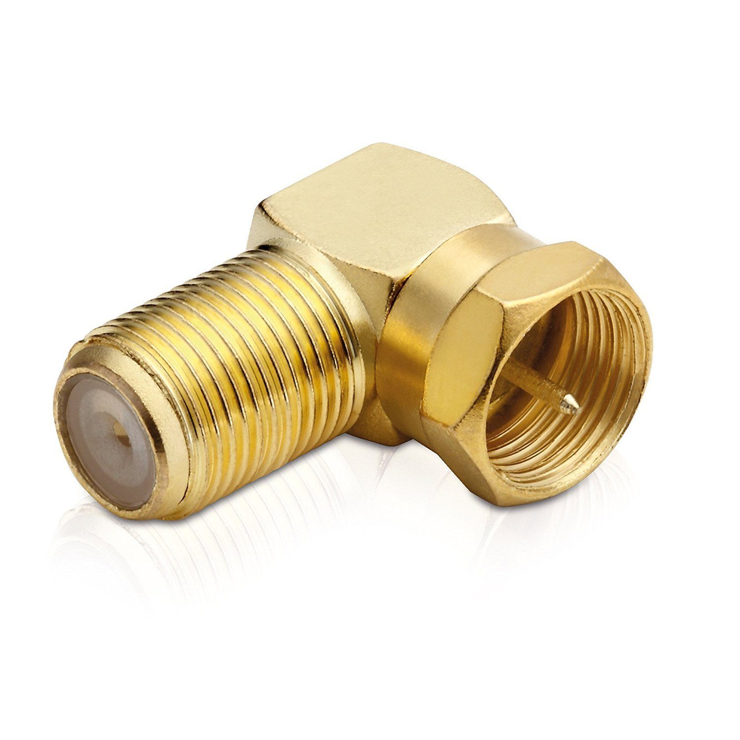 F-Buchse) (F-Stecker conecto SAT-Kabel vergoldet 90-Grad-Winkeladapter auf