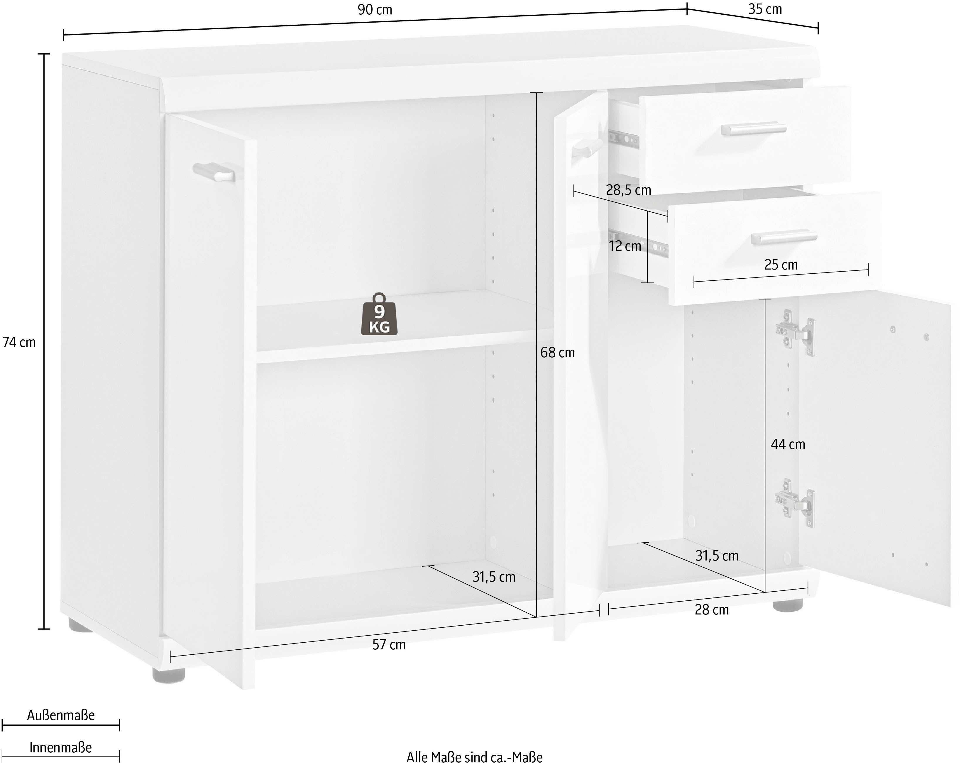 Procontour Sideboard Sun BESTSELLER! (OTTOs Choice), Höhe 74cm mit variabel verstellbaren Einlegeboden