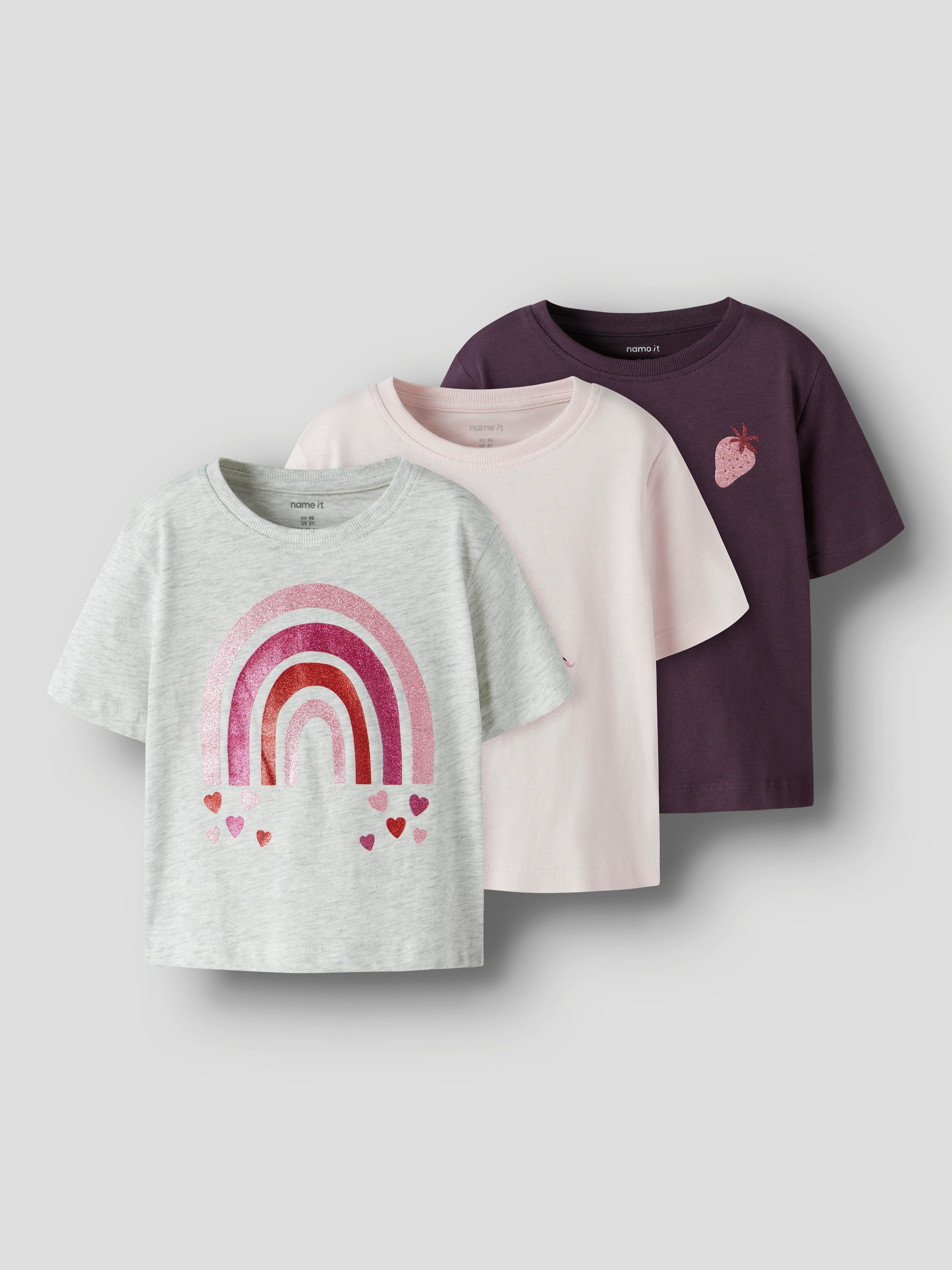 Name It T-Shirt NMFBELINA 3P SS NREG TOP PB (Packung, 3-tlg)