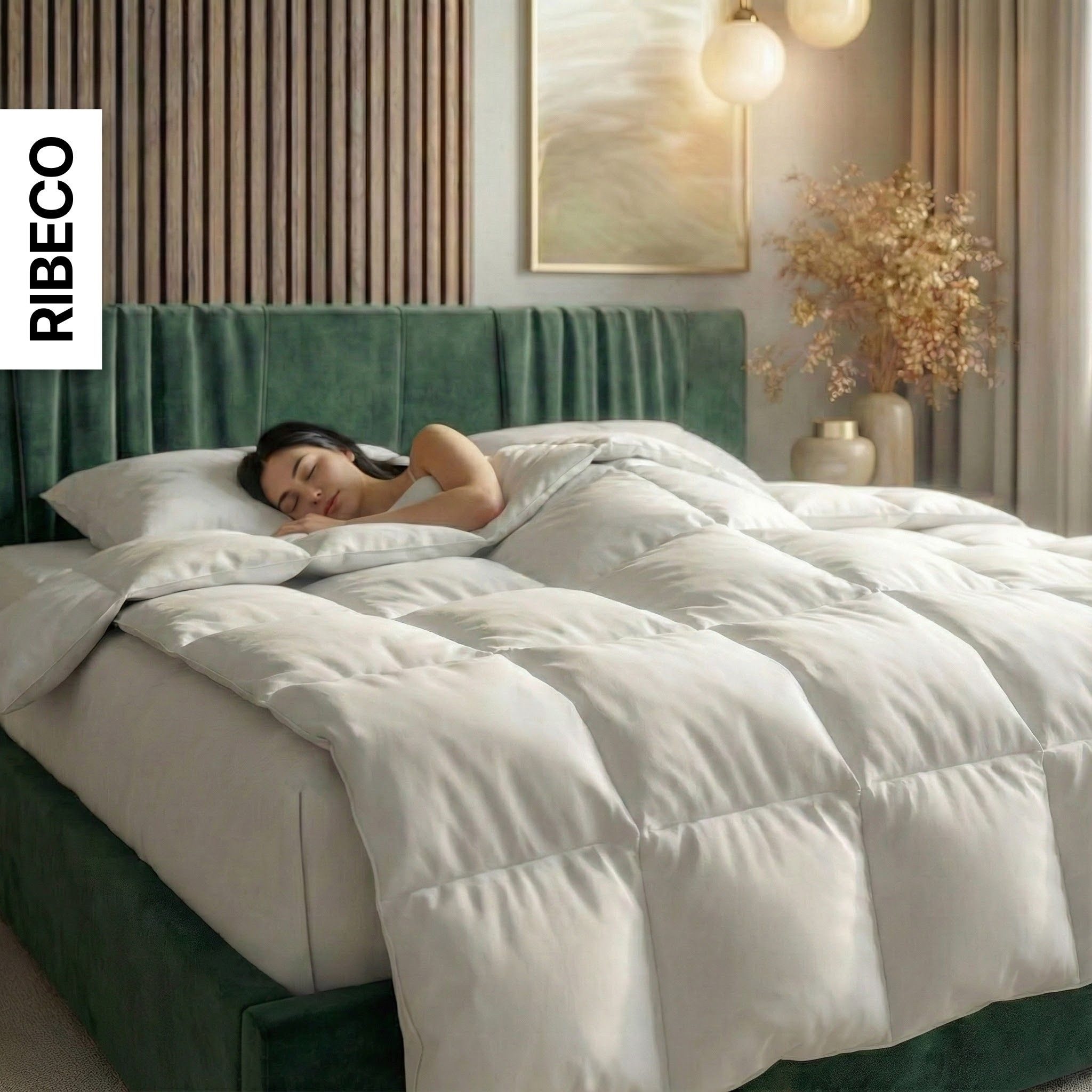 RIBECO Federbettdecke Laram, Bettdecken für Sommer oder Winter, Made in Germany, Füllung: 90% Federn, 10% Daunen, Bezug: 100% Baumwolle, Super Preis-Leistung, B – Bild 3 von 5
