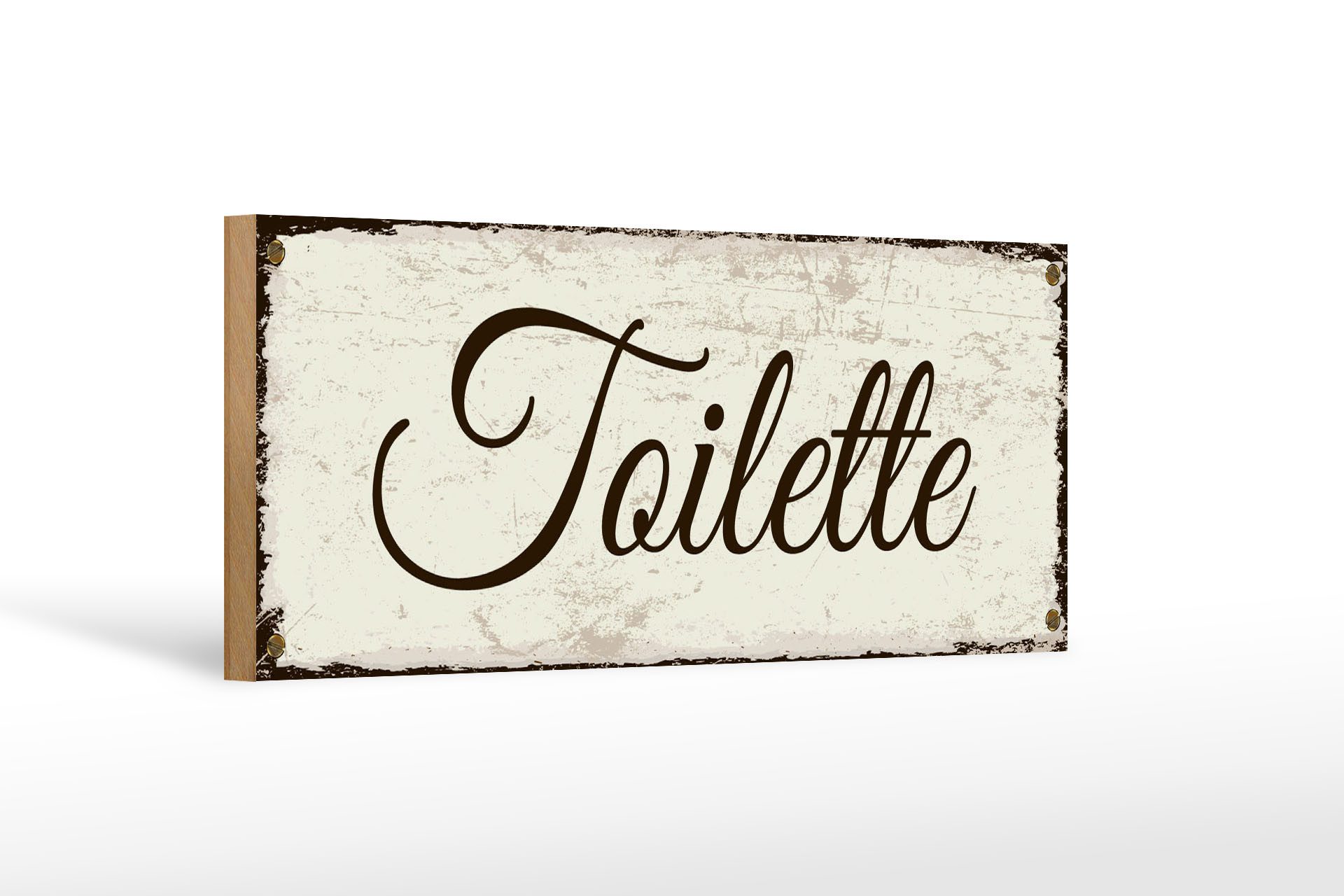 Femer GmbH Holzbild Hinweis 27x10 cm Toilette nostalgisches, (1 St), Glatte Holzfaserplatte (MDF), vorn beschichtet