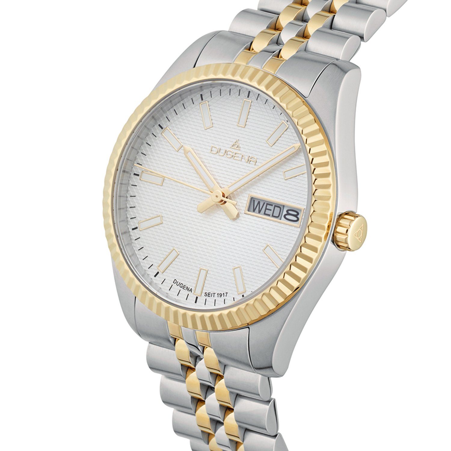 Dugena Quarzuhr Herrenuhr 4461070 Vento, Quarz, weißes Zifferblatt, Edelstahl, Saphirglas