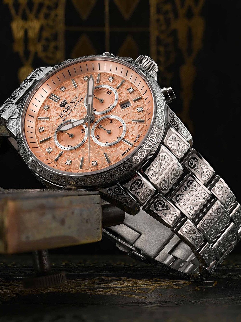 LOUIS XVI Quarzuhr Louis XVI LXVI1829 Herrenuhr Palais Royale 2.0 Diamond Chronograph 43m Louis XVI LXVI1829 Herrenuhr Palais Royale 2.0 Diamond Chronograph 43mm 10ATM