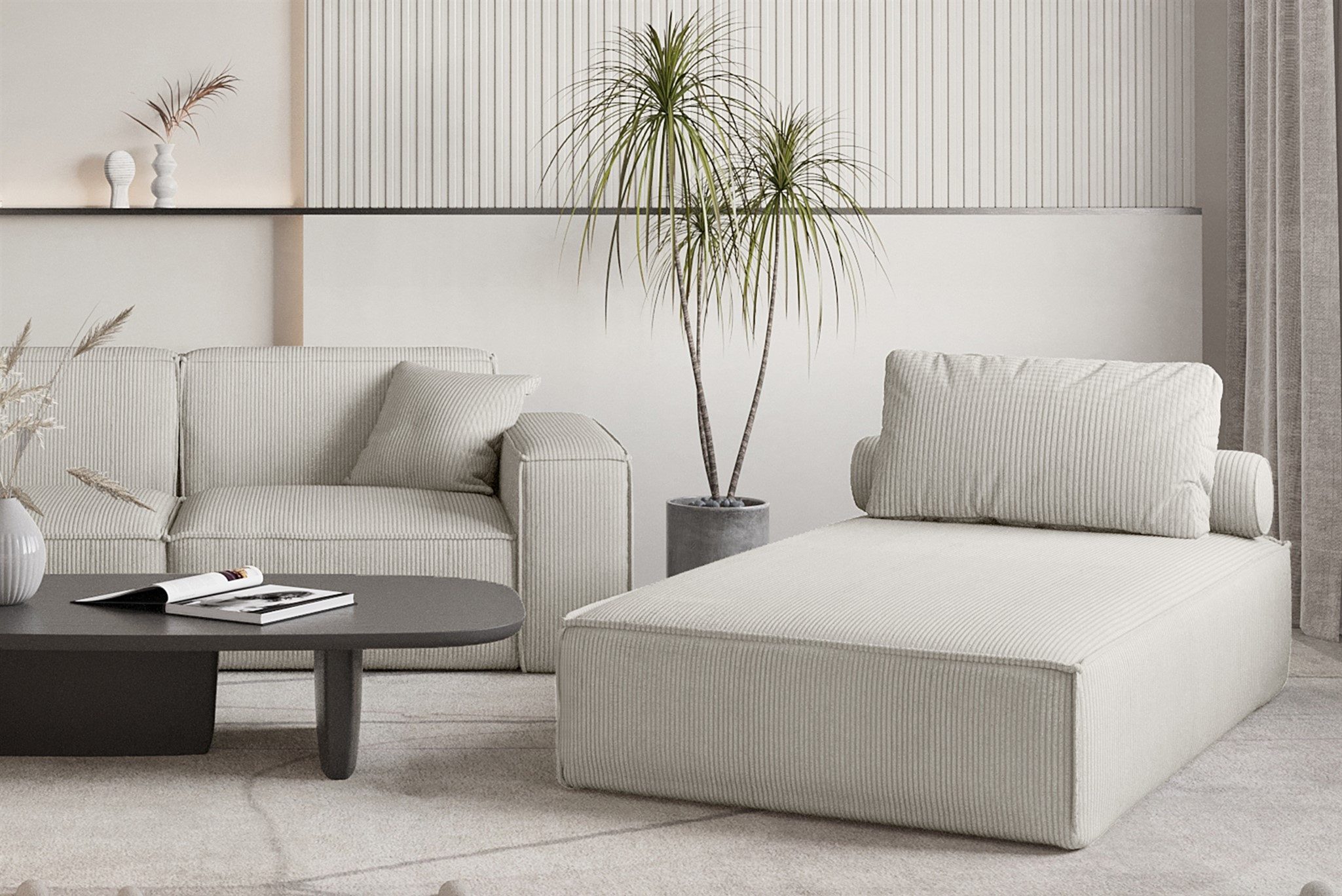 Fun Möbel Chaiselongue Sezlong Liege CELES PREMIUM in Stoff Scala, auch im Set erhältlich