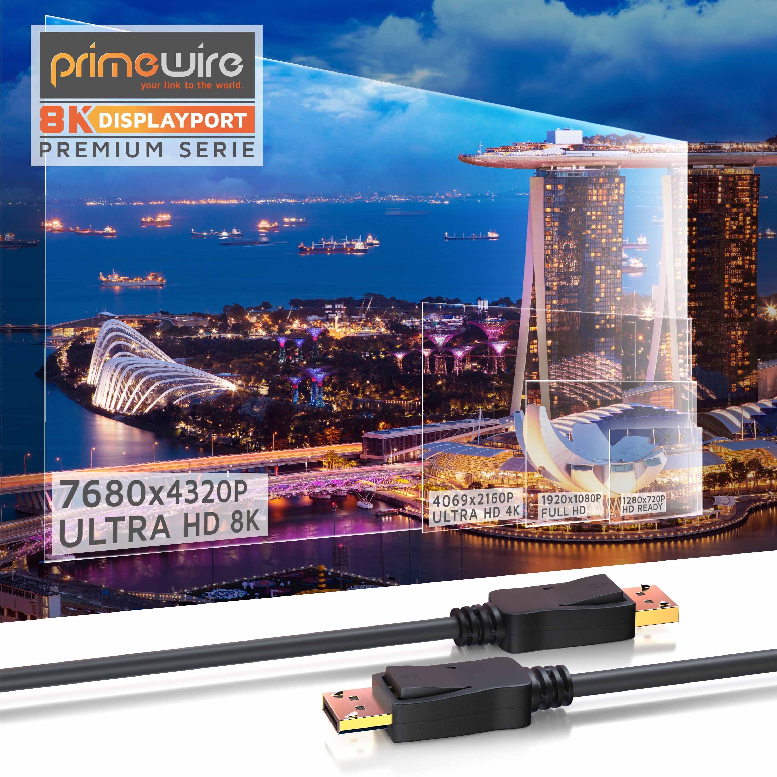 Primewire Monitorkabel 8K 7680 x 4320 @ 60Hz, 4K 3840 x 2160 @ 120Hz, DSC, 0,5m Audio- & Video-Kabel, DisplayPort, DP 2.0 (50 cm), für Gaming-Monitor und PC, fl – Bild 4 von 5