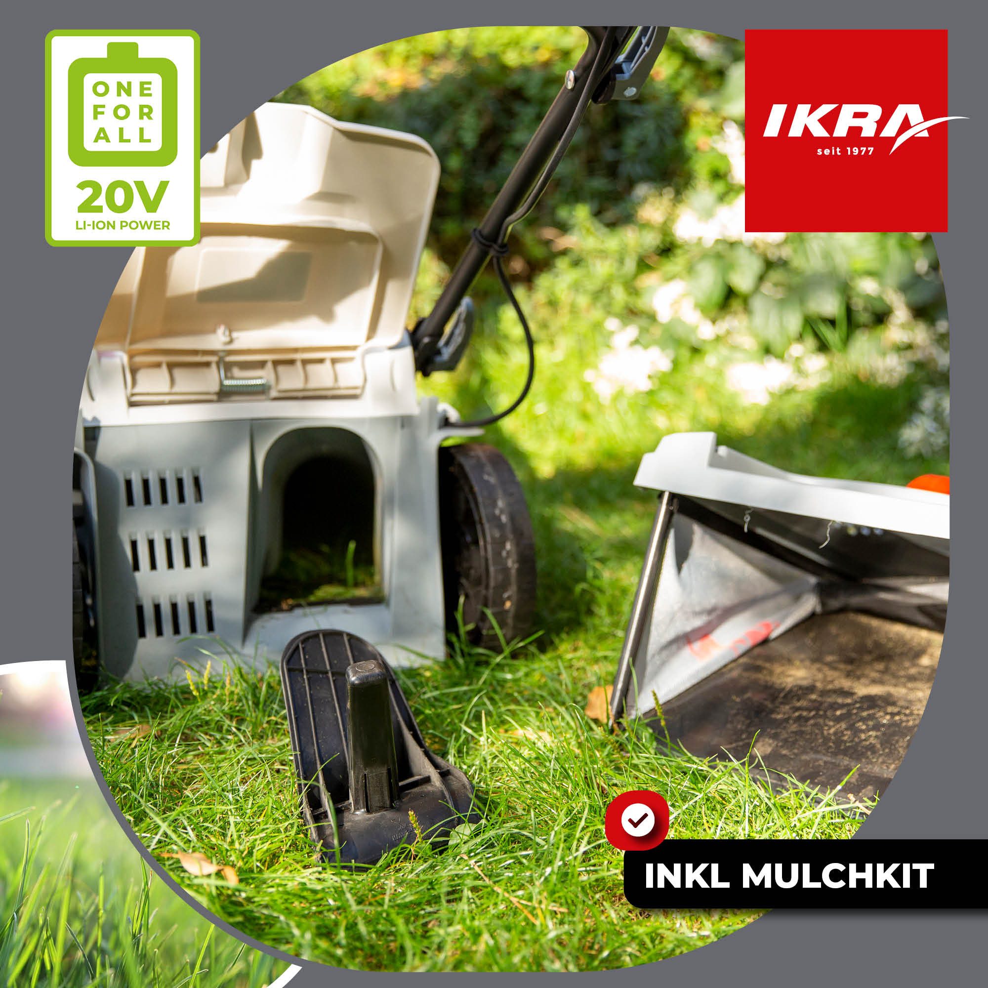 ikra GmbH Akkurasenmäher ICM 2/2037, 37 cm Schnittbreite, 40V Leistung / Mulchkit - Flächen bis 250 m²