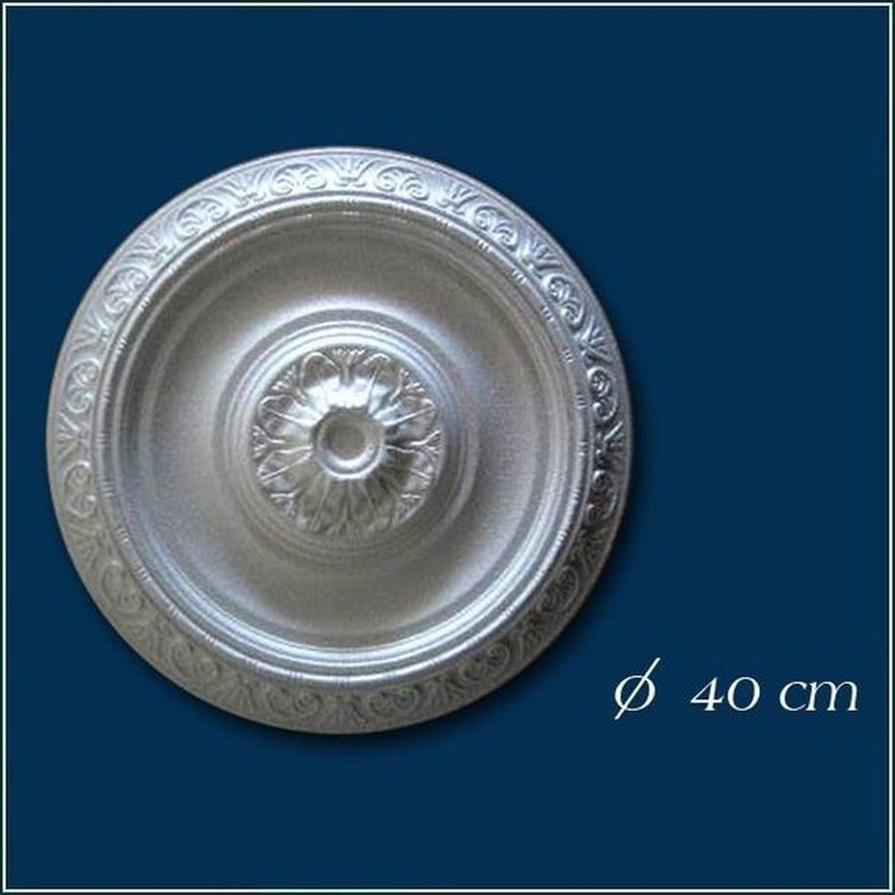Polystyrol, PROVISTON Wanddekoobjekt Durchmesser Stuckrosette, Weiß 400 mm,