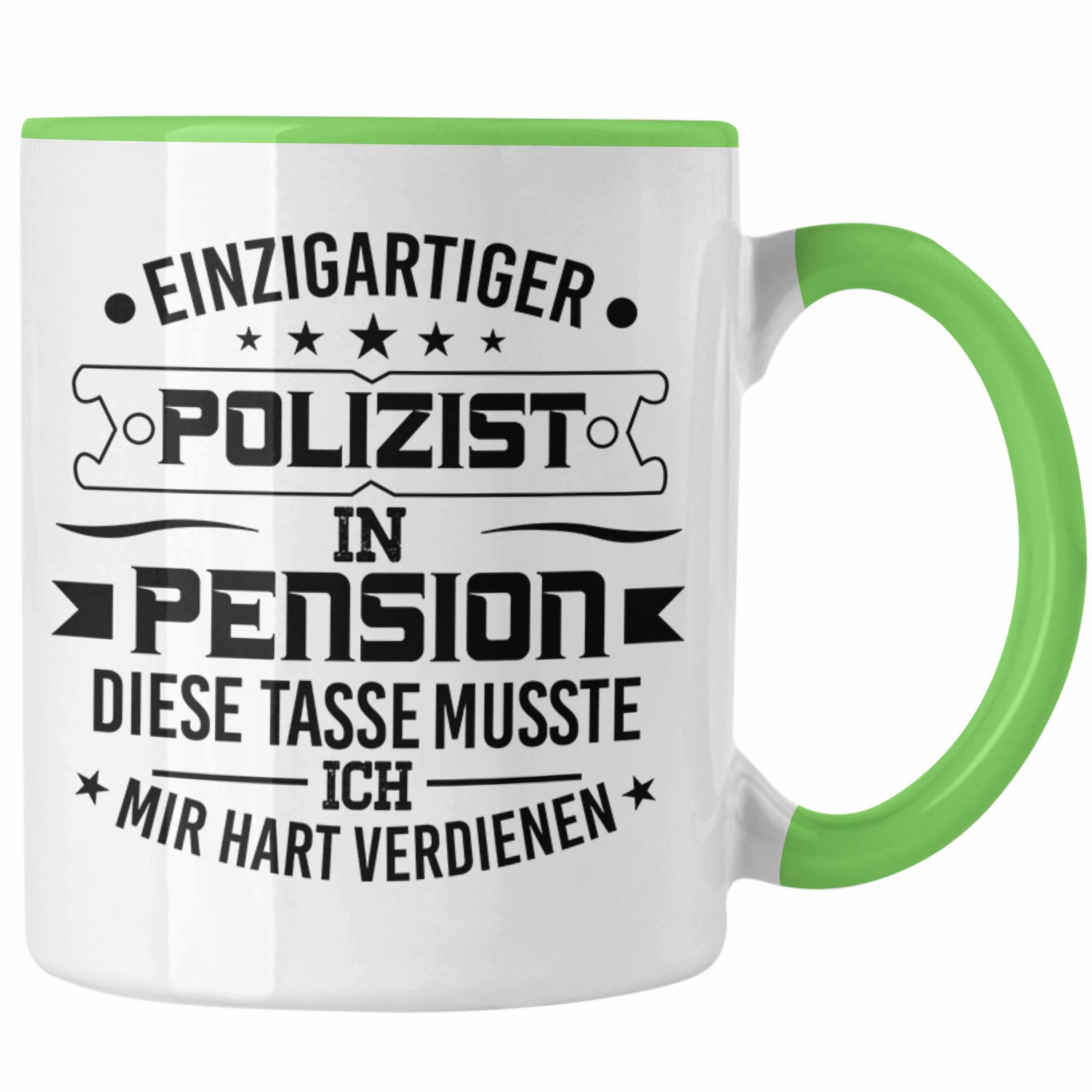 Trendation Tasse Trendation - Polizist Tasse Geschenk Bester Polizist Geschenkidee Polizei Spruch Geburtstag Grün