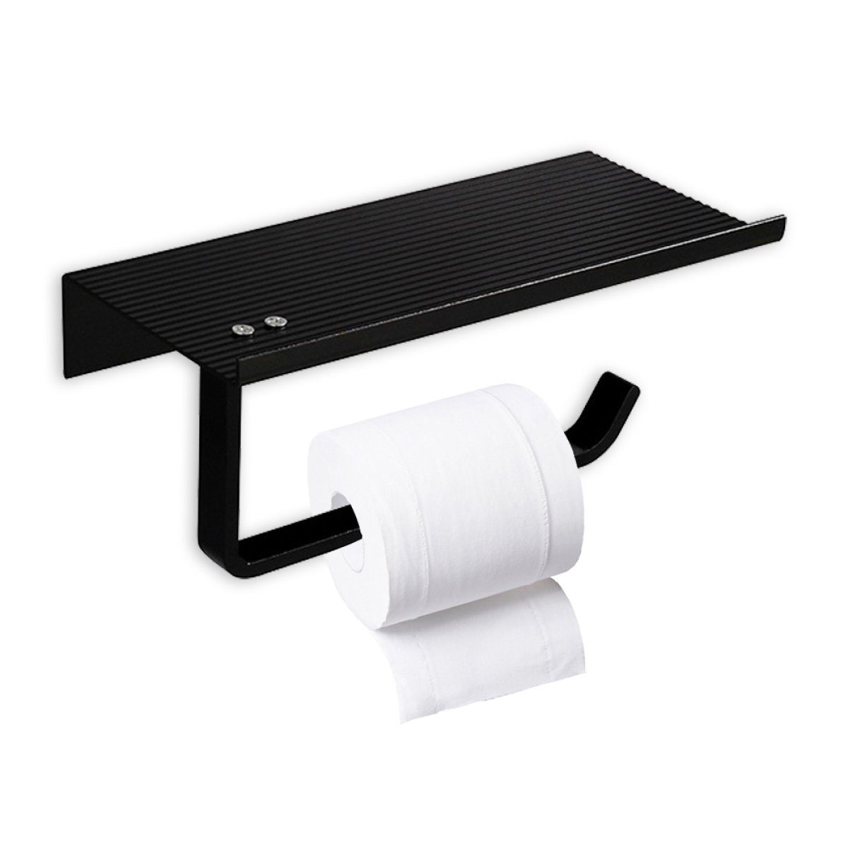 JedBesetzt Toilettenpapierhalter Toilettenpapierhalter mit Ablage ohne Bohren, Klopapierhalter Schwarz 1