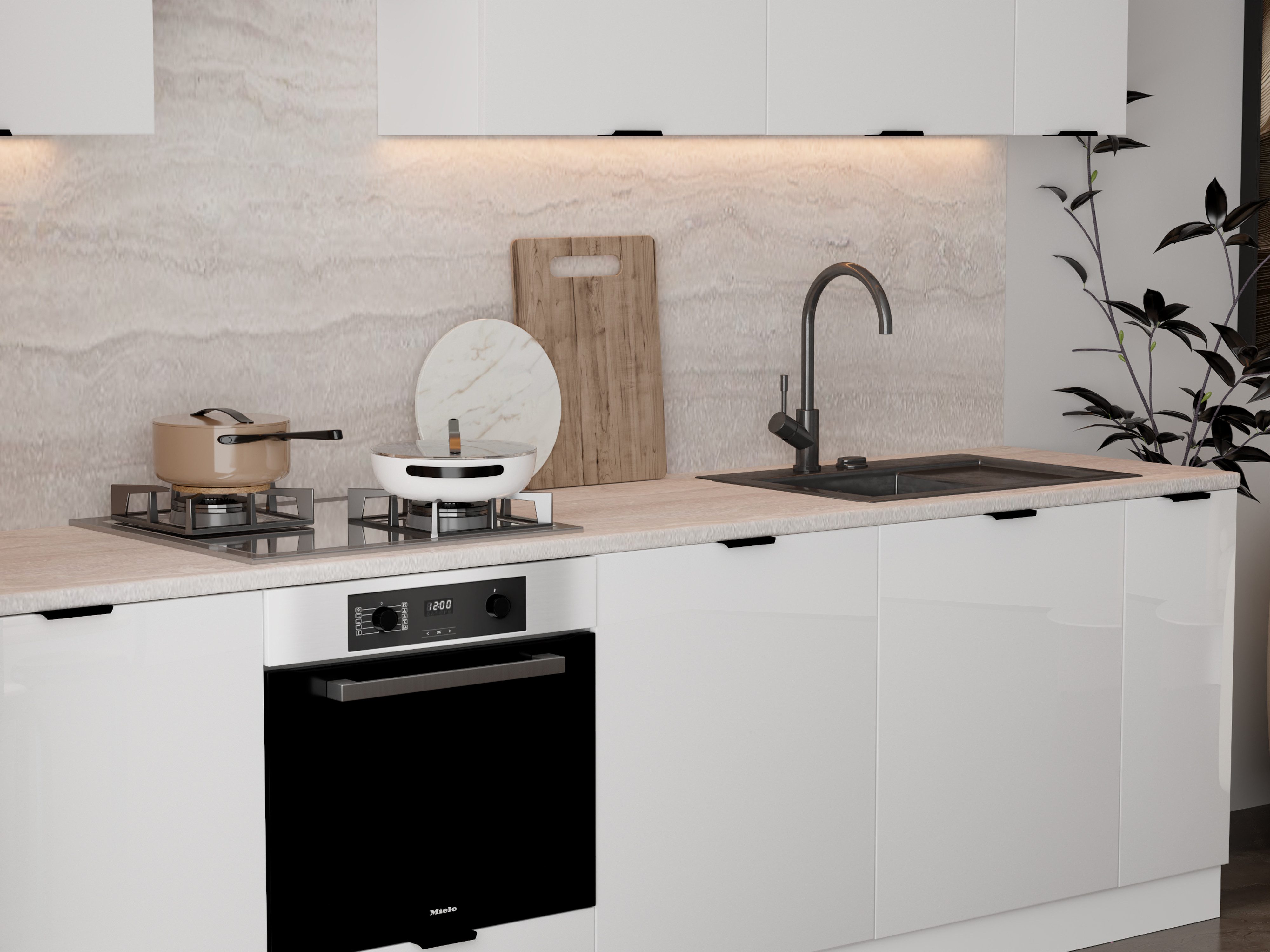 ROYAL24_MARKT Küchenzeile – 270 cm – Lunara – Ohne Arbeitsplatte & Elektrogeräte, (Set), Feinste Qualität - Modern - Zeitlos