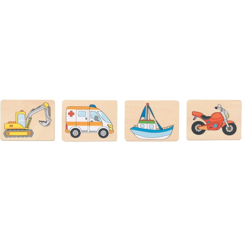 goki Lernspielzeug Memo Fahrzeuge Holz Memory Spiel Lernspiel 32 Teile ab 3 Jahre, Fördert Gedächtnis und Konzentration