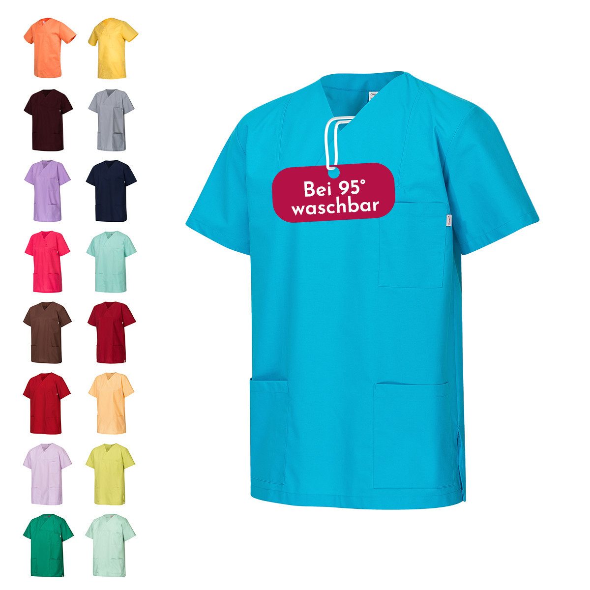 Clinotest Funktionsbluse Kasack Damen & Herren - 95 Grad waschbare, kochfest ohne einzulaufen (1-tlg) Schlupfkasack aus Baumwolle & Polyester - Berufsbekleidung für Pflege