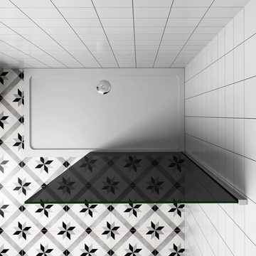 duschspa Duschwand 10mm schwarze Duschtrennwand Duschwand Glaswand Walk in Dusche, Einscheibensicherheitsglas, Sicherheitsglas, (Set), Glas