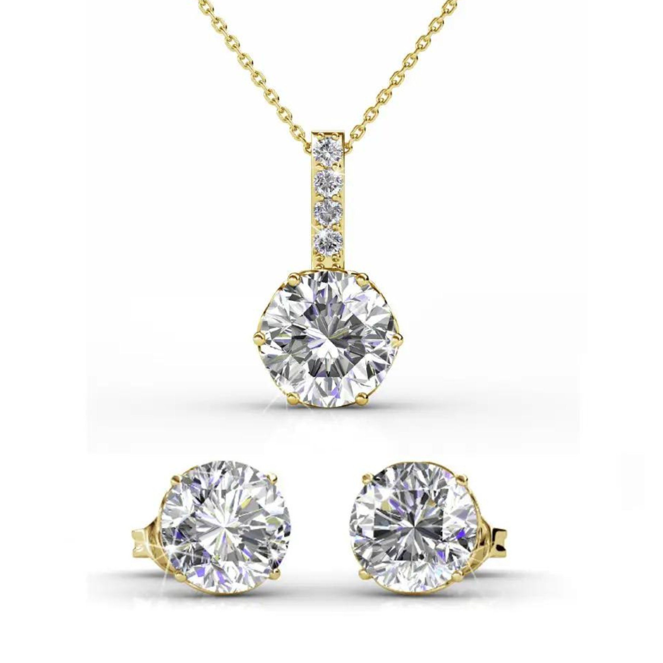 Schmuckset Kristin Halskette & Ohrringe 18K Gold & Kristall