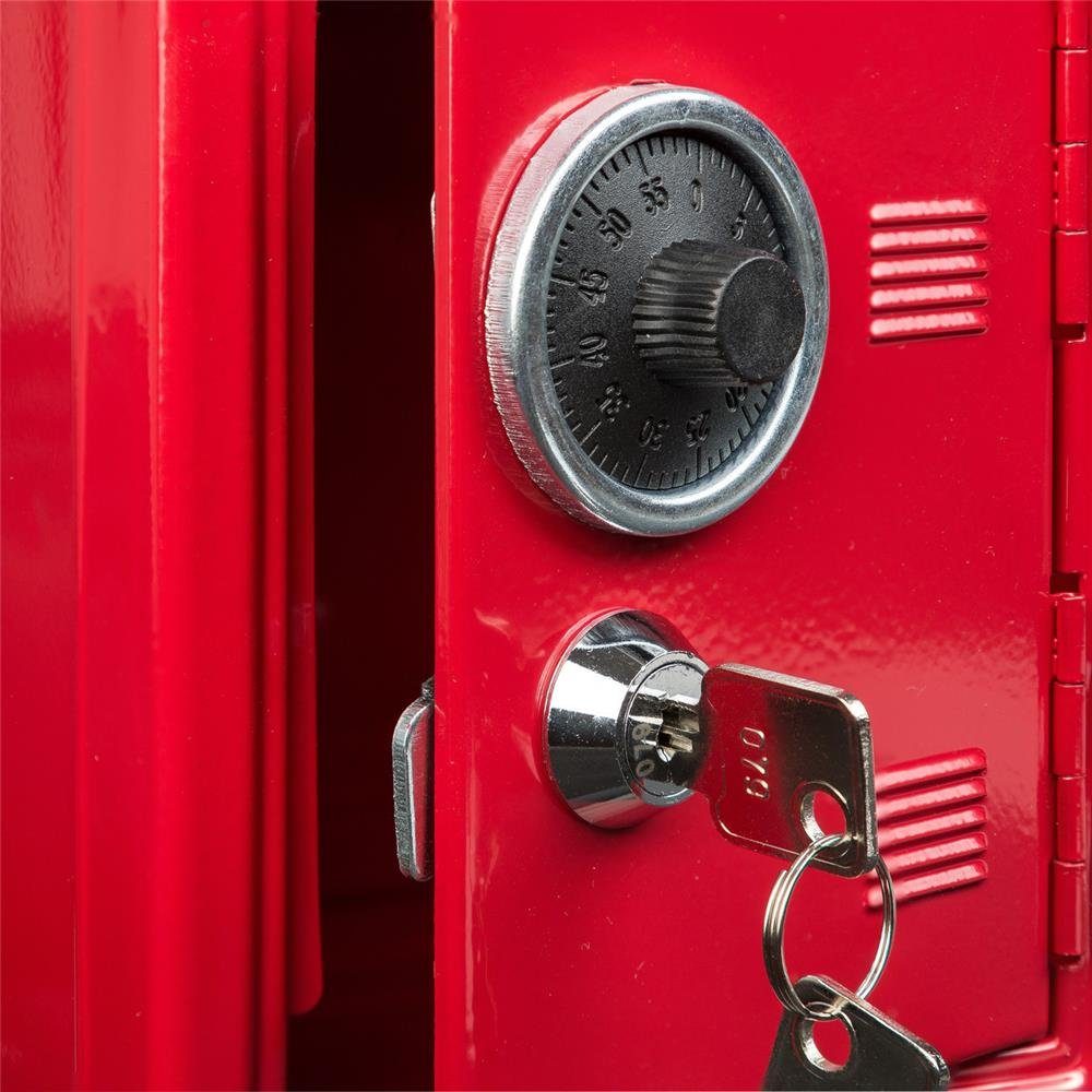 Idena Spardose Spartresor mit Zahlenschloss & Schlüsselschloss, Rot aus Metall Spardose – Bild 5 von 5