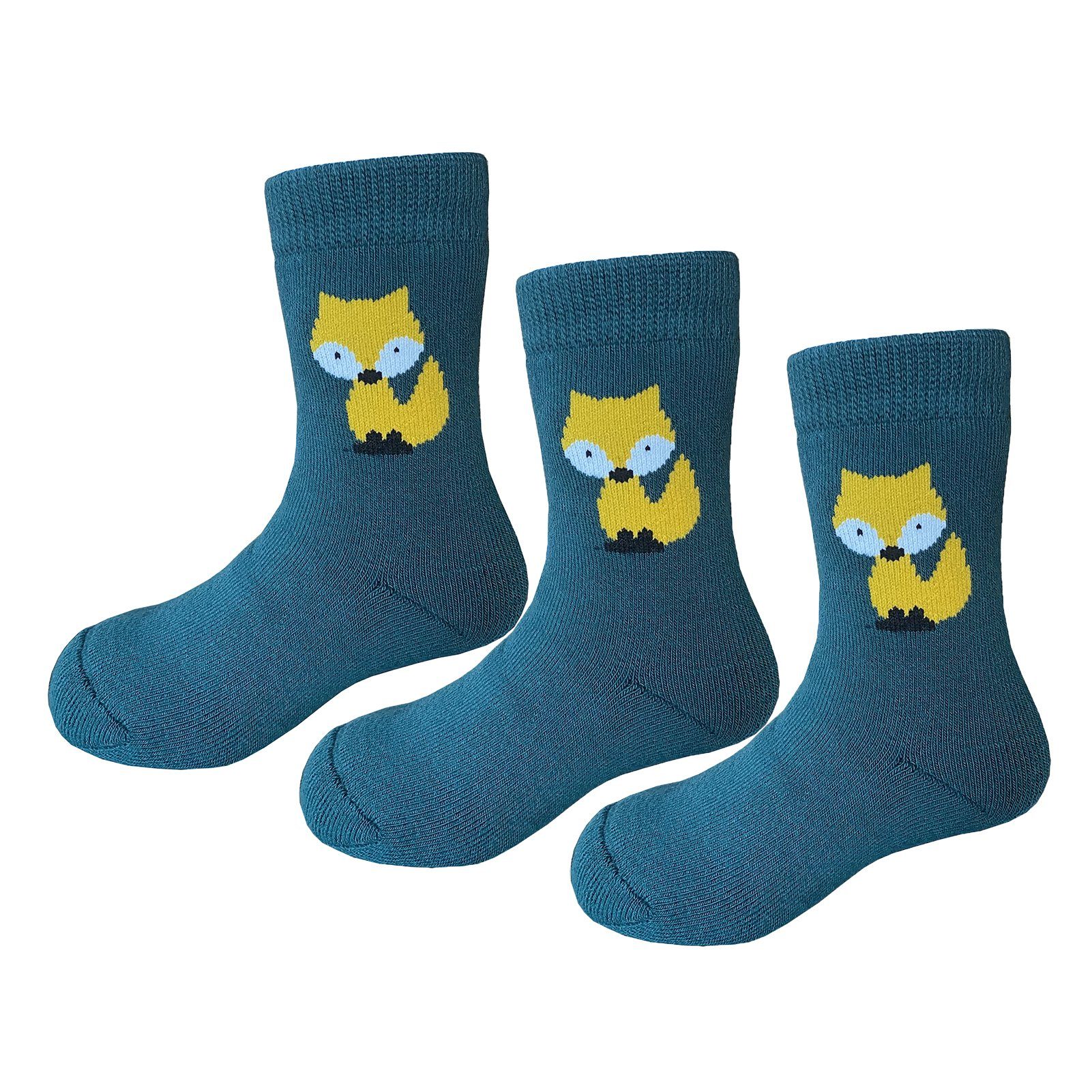 Yalion Langsocken Weiche Kinder Lange Socken Krabbelsocken Mit VollerFrottee 3 Paar (Beutel, hautfreundlich) Warm und atmungsaktiv grün