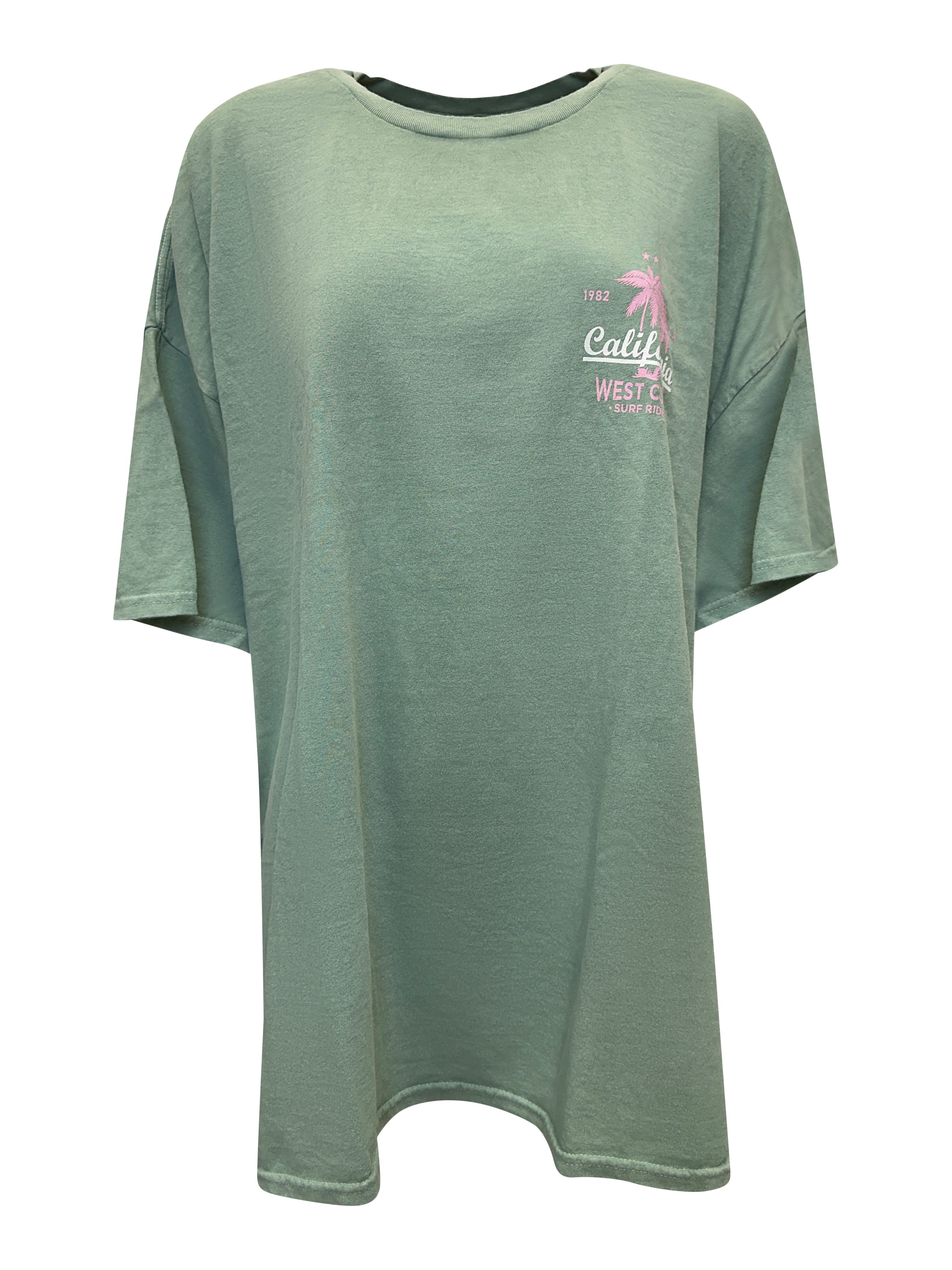 Worldclassca T-Shirt Worldclassca Oversized California Print T-Shirt lang Sommer Oberteil