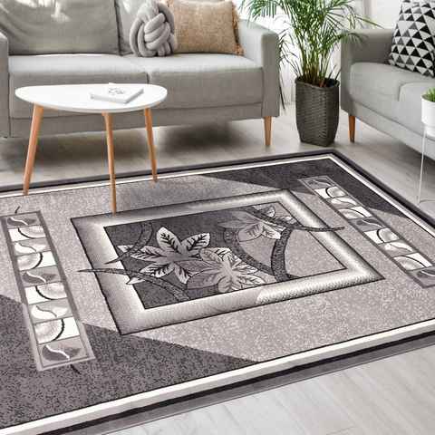 Designteppich Modern Teppich Kurzflor Wohnzimmerteppich Robust und pflegeleicht GRAU, Mazovia, 60 x 100 cm, Fußbodenheizung, Allergiker geeignet, Farbecht, Pflegeleicht, Geometrisch