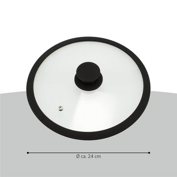 bremermann Topfdeckel Glasdeckel mit Silikonrand für 24 cm Töpfe und Pfannen, schwarz