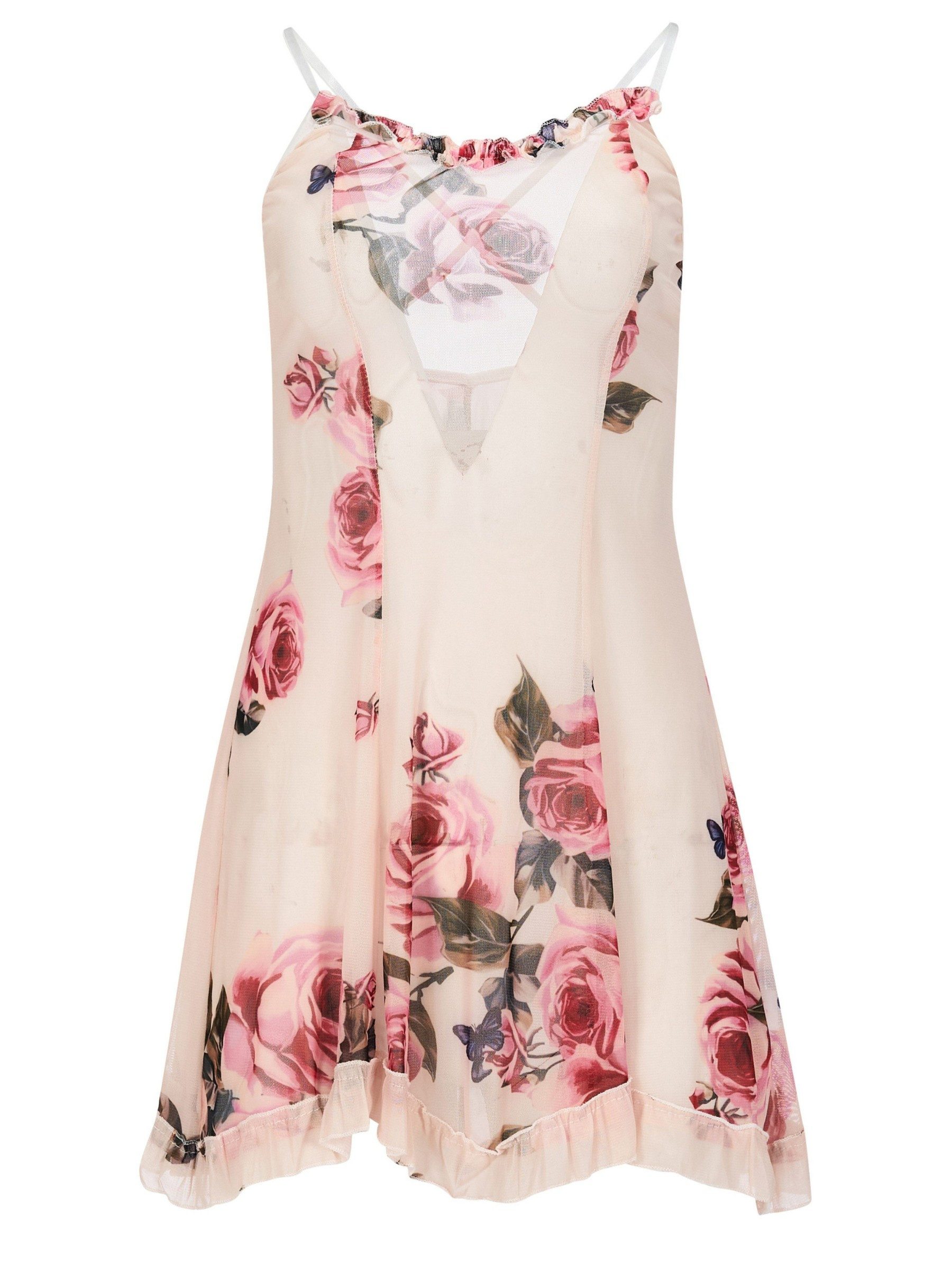 Elegant Love Negligé Rückenfreies Mesh Kleid – Sommerkleid und elegante Damen Dessous Bequemes Nachthemd – Weiches Schlafkleid für die Nacht