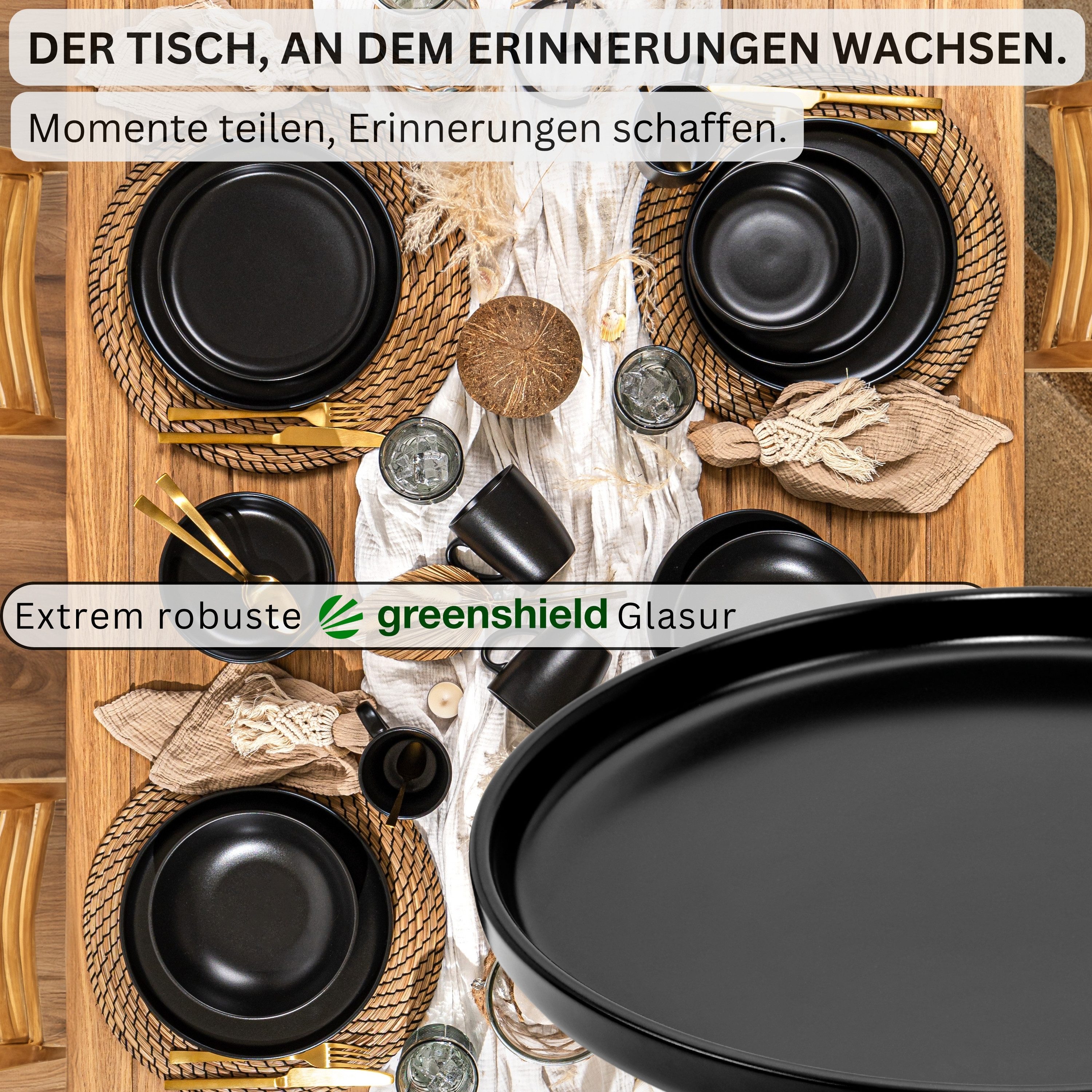 SÄNGER Teller Madeira, (6 St), 6 tlg. Desserteller, Steingut, schwarz, Handmade, VALUE COLLECTION