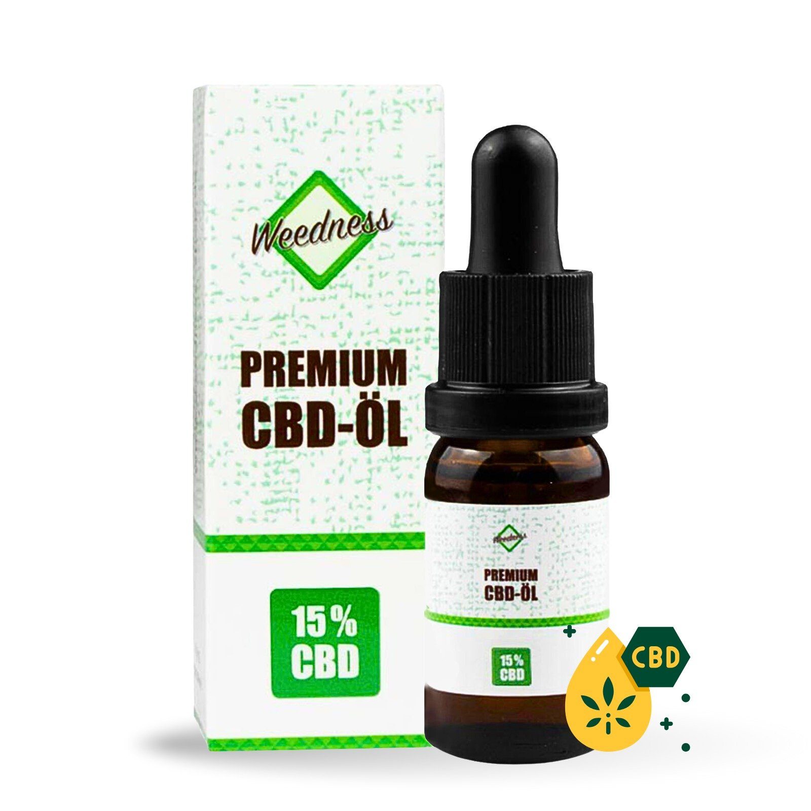 Oil CBD Öl % 20 Hanfsamenöl Cannabis Weedness Hanföl Vollspektrum Mundwasser, 10 ml 15% -