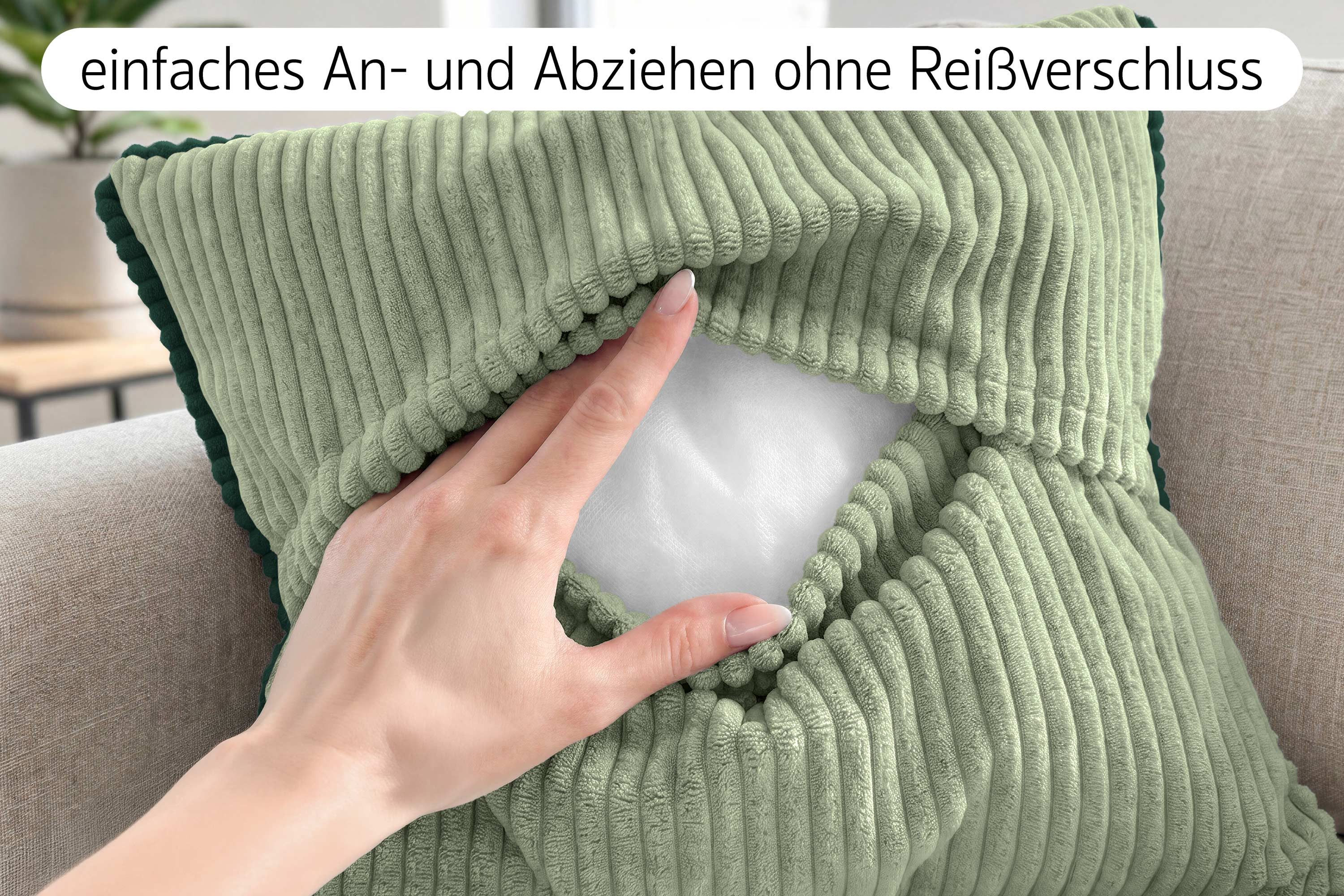 Amilian Dekokissen Sofakissen 4er Set mit Füllung 2x 40x40 cm + 2x 35x45 cm, Hotelverschluss Sofakissen Zierkissen
